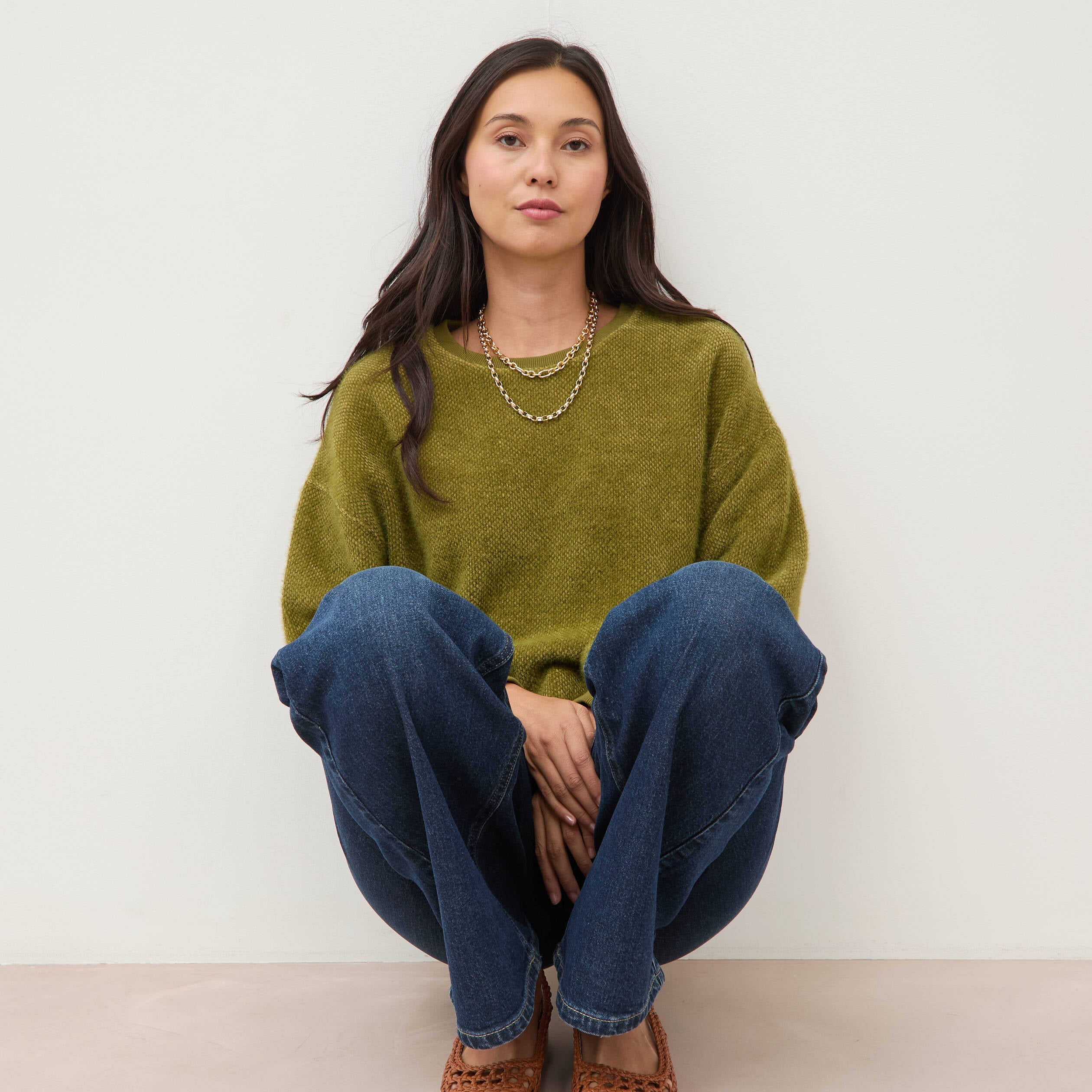 Sweat manches longues vert kaki femme