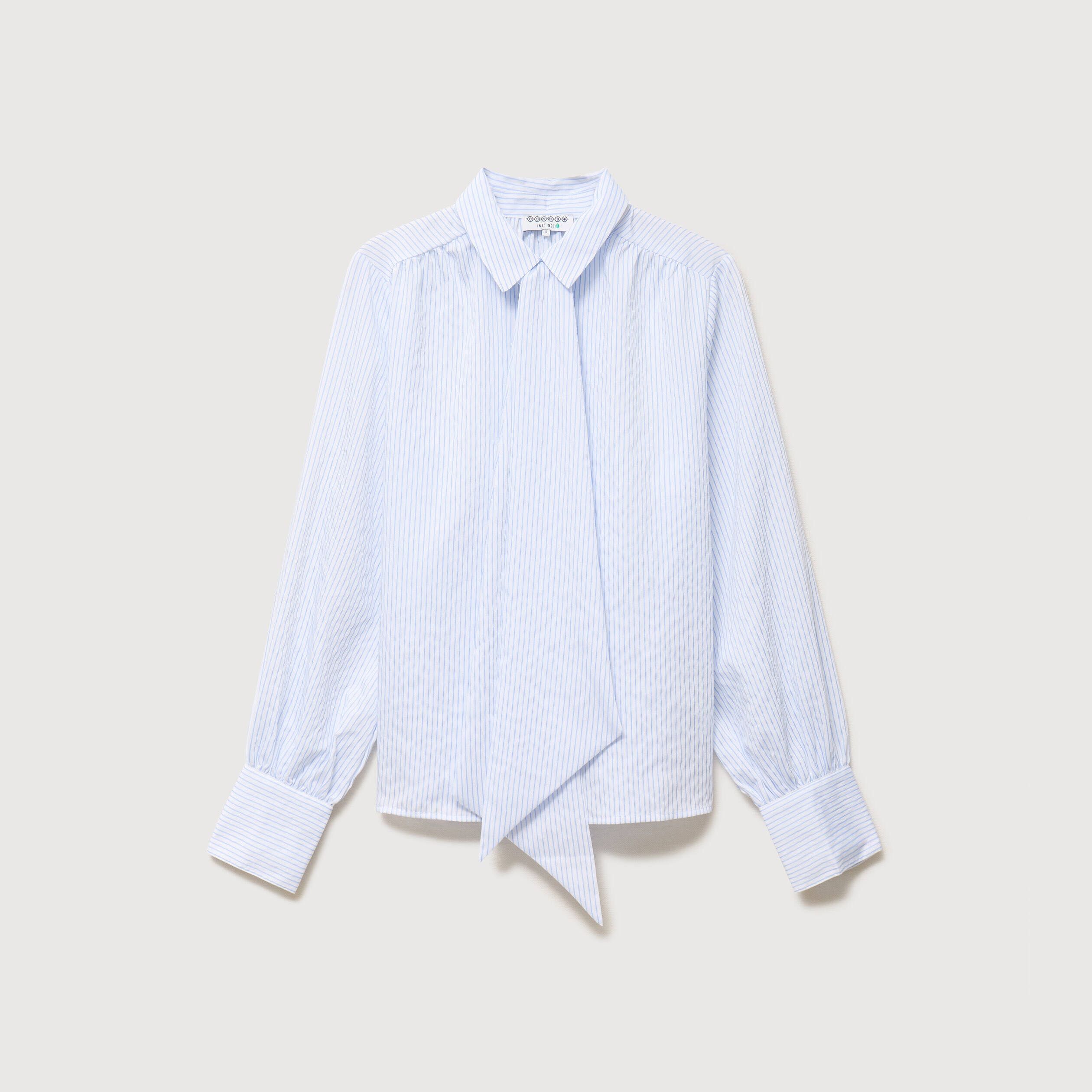 Chemise manches longues col am&eacute;ricain bleu ciel femme