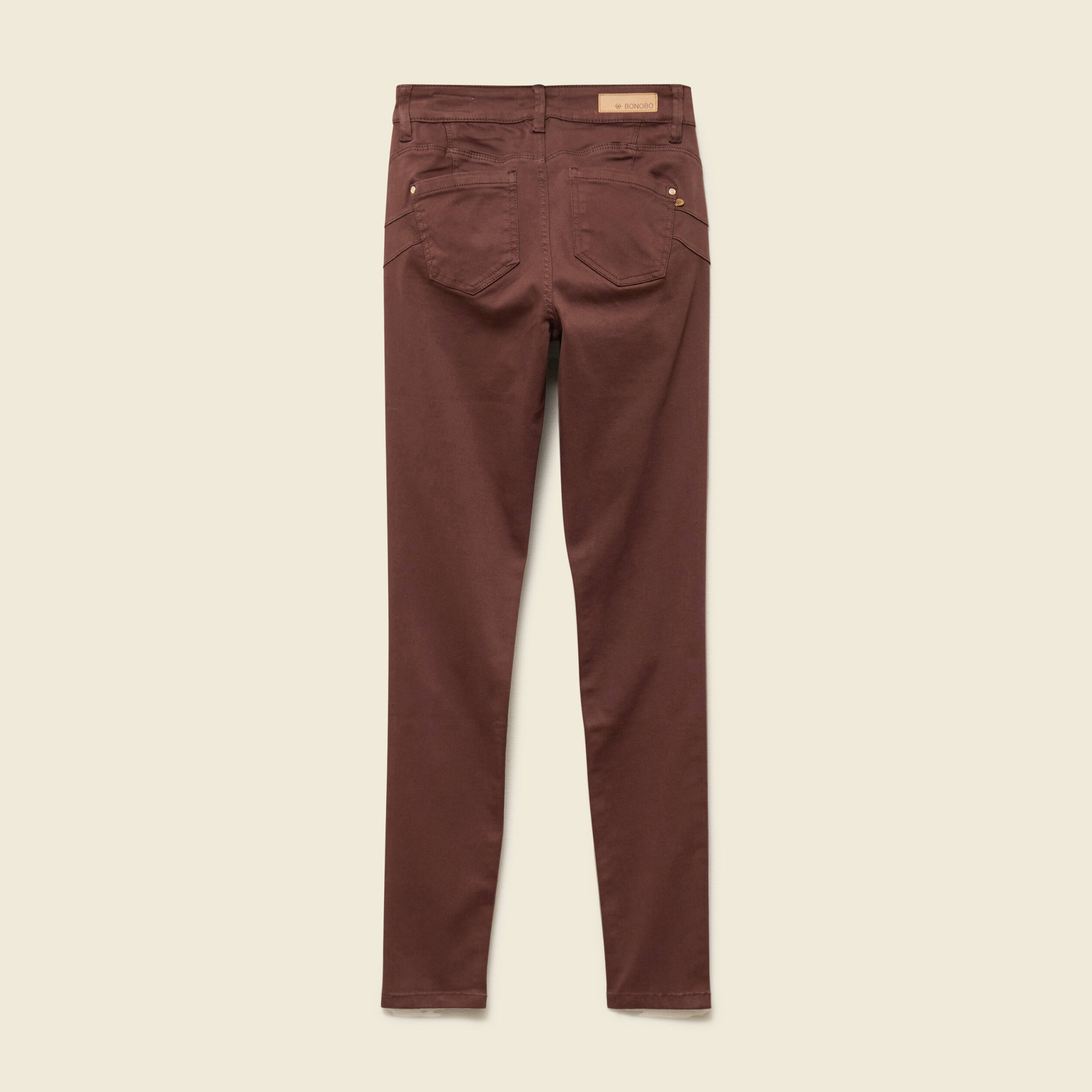 Pantalon skinny push-up taille standard marron fonc&eacute; femme