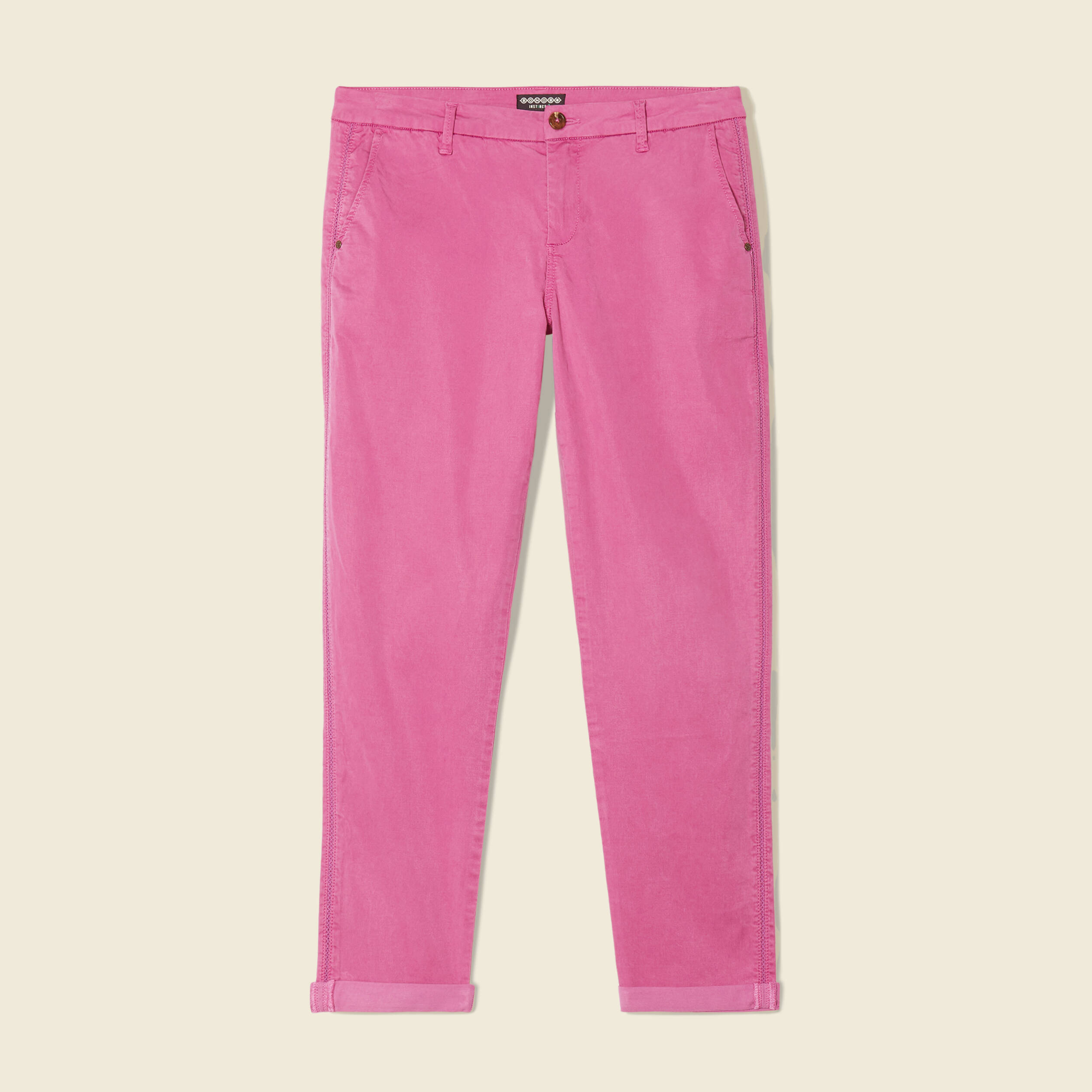 Pantalon chino Instinct rose framboise femme