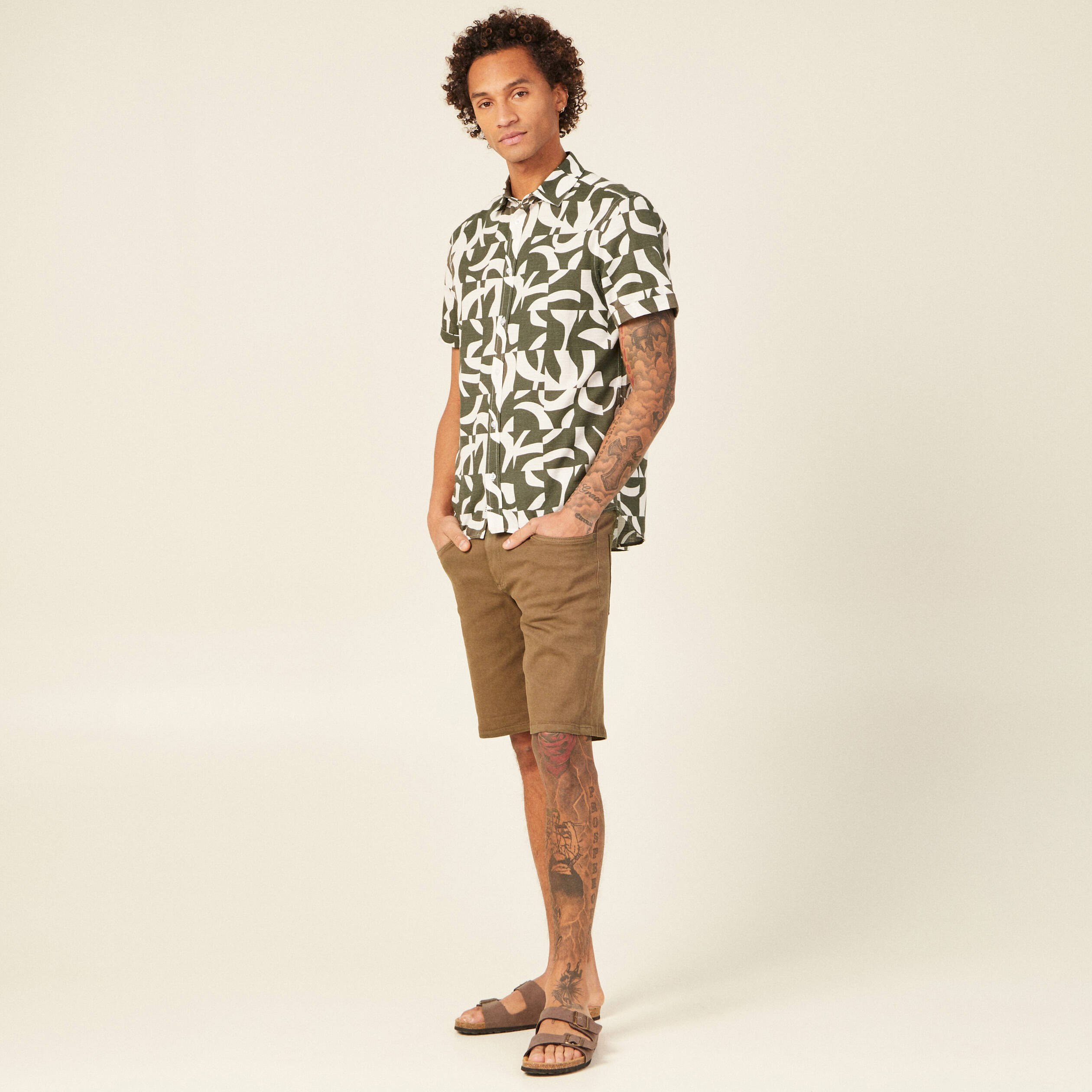 chemise manches courtes vert kaki homme Chemise manches courtes vert kaki homme