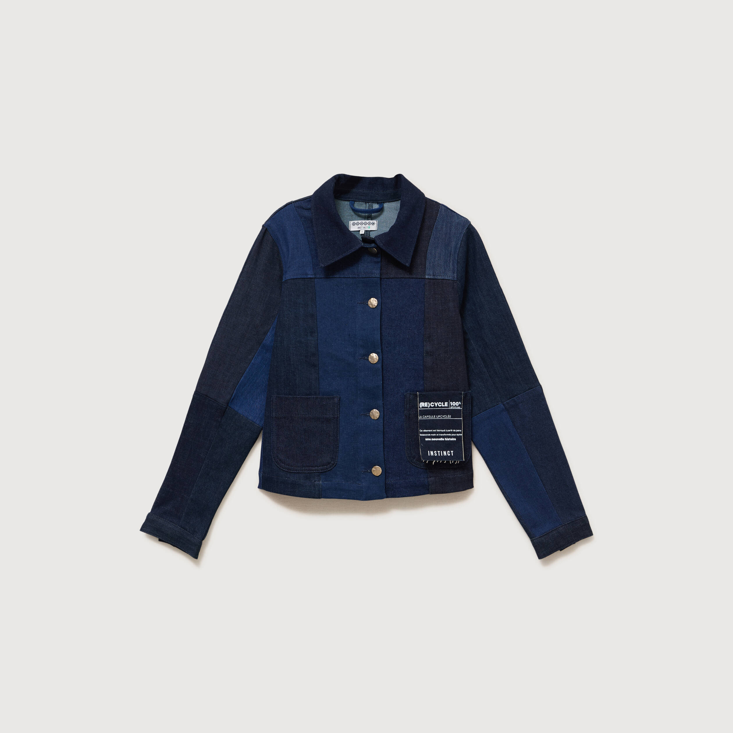 Veste droite en jeans manches longues denim stone femme