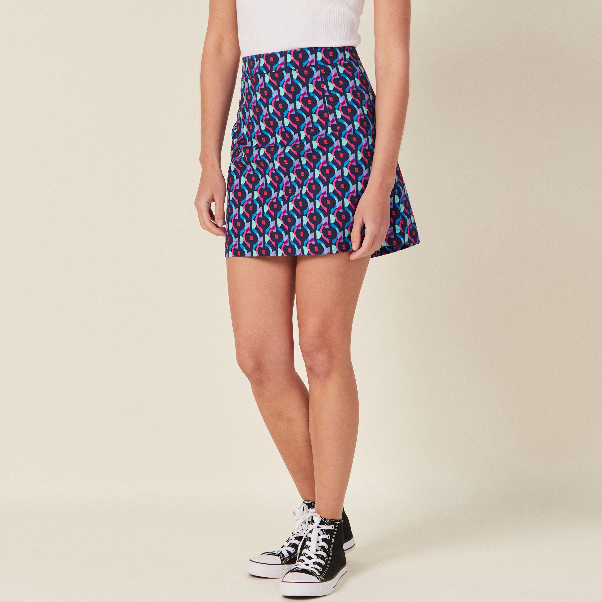 Jupe droite bleu femme