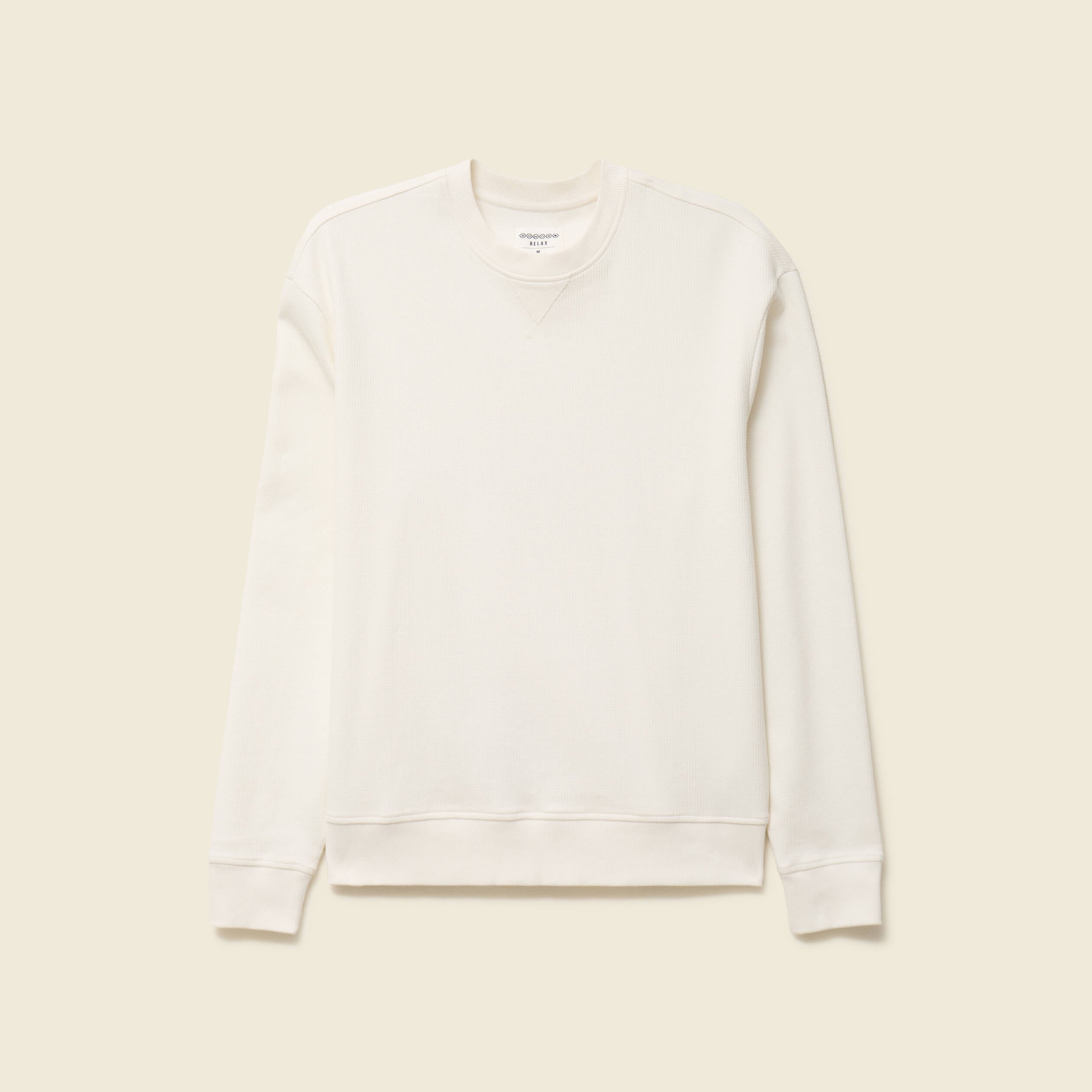 Sweat manches longues col rond ecru homme