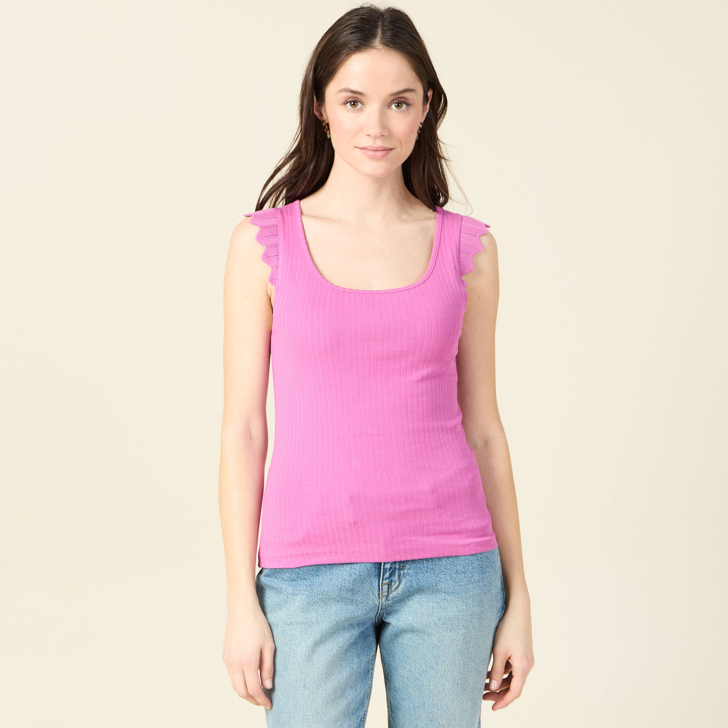 debardeur bretelles larges rose framboise femme Débardeur bretelles larges rose framboise femme