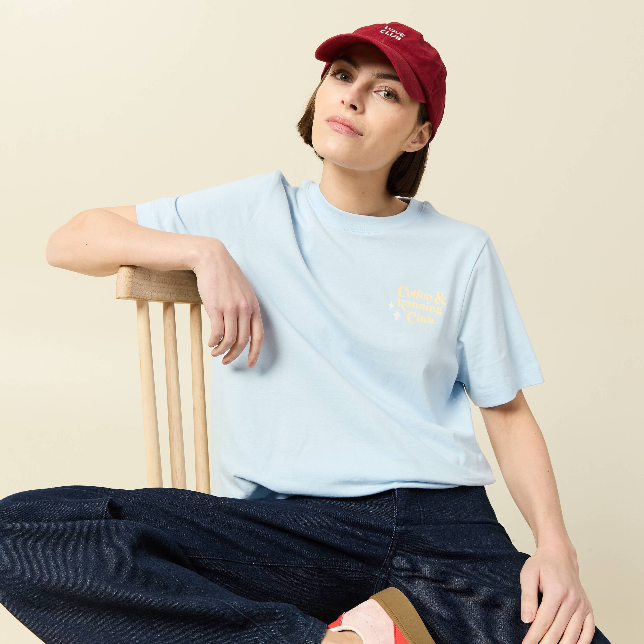 T-shirt en coton bleu clair femme