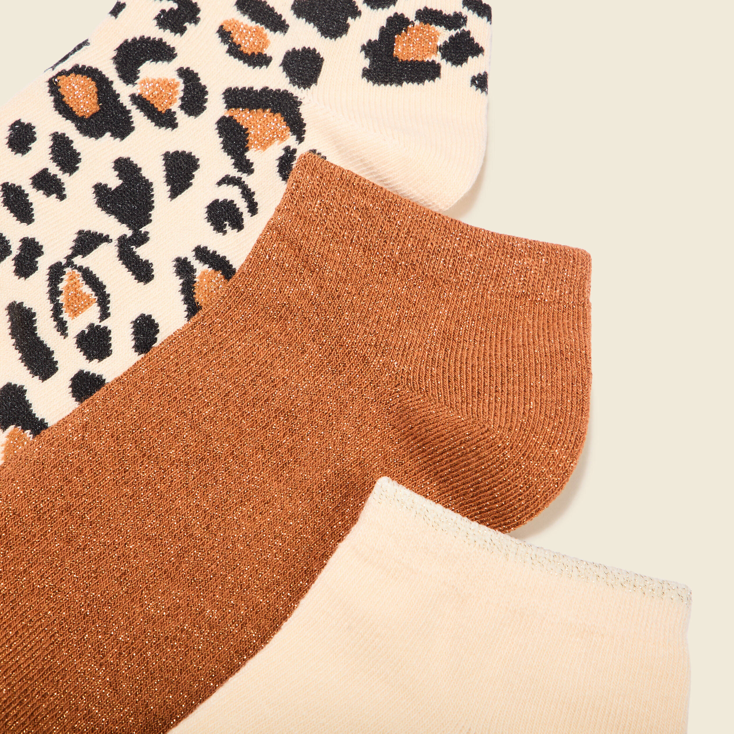 Lot 3 paires chaussettes marron cognac femme