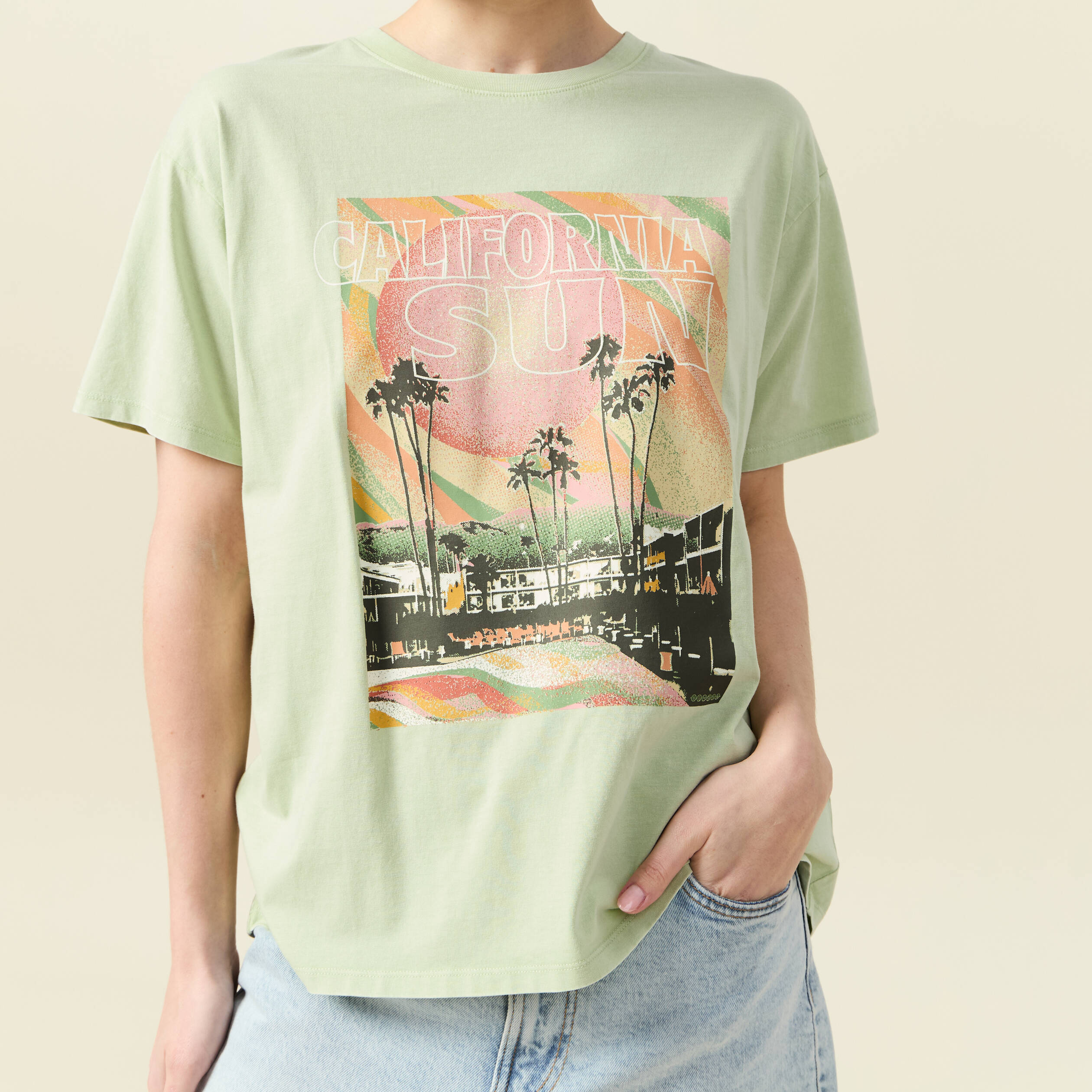 t shirt oversize en coton vert clair femme T-shirt oversize en coton vert clair femme