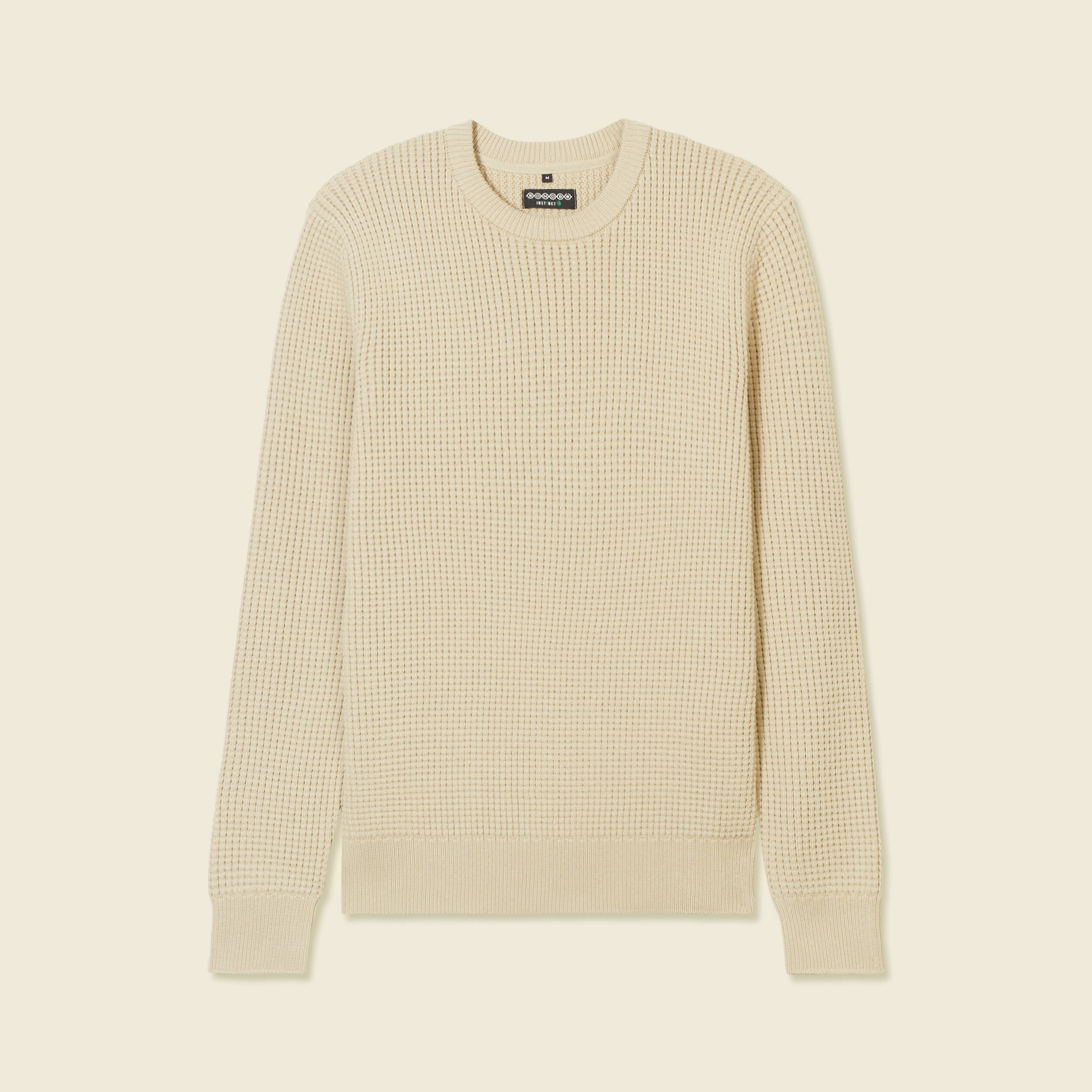 Pull manches longues col rond sable homme