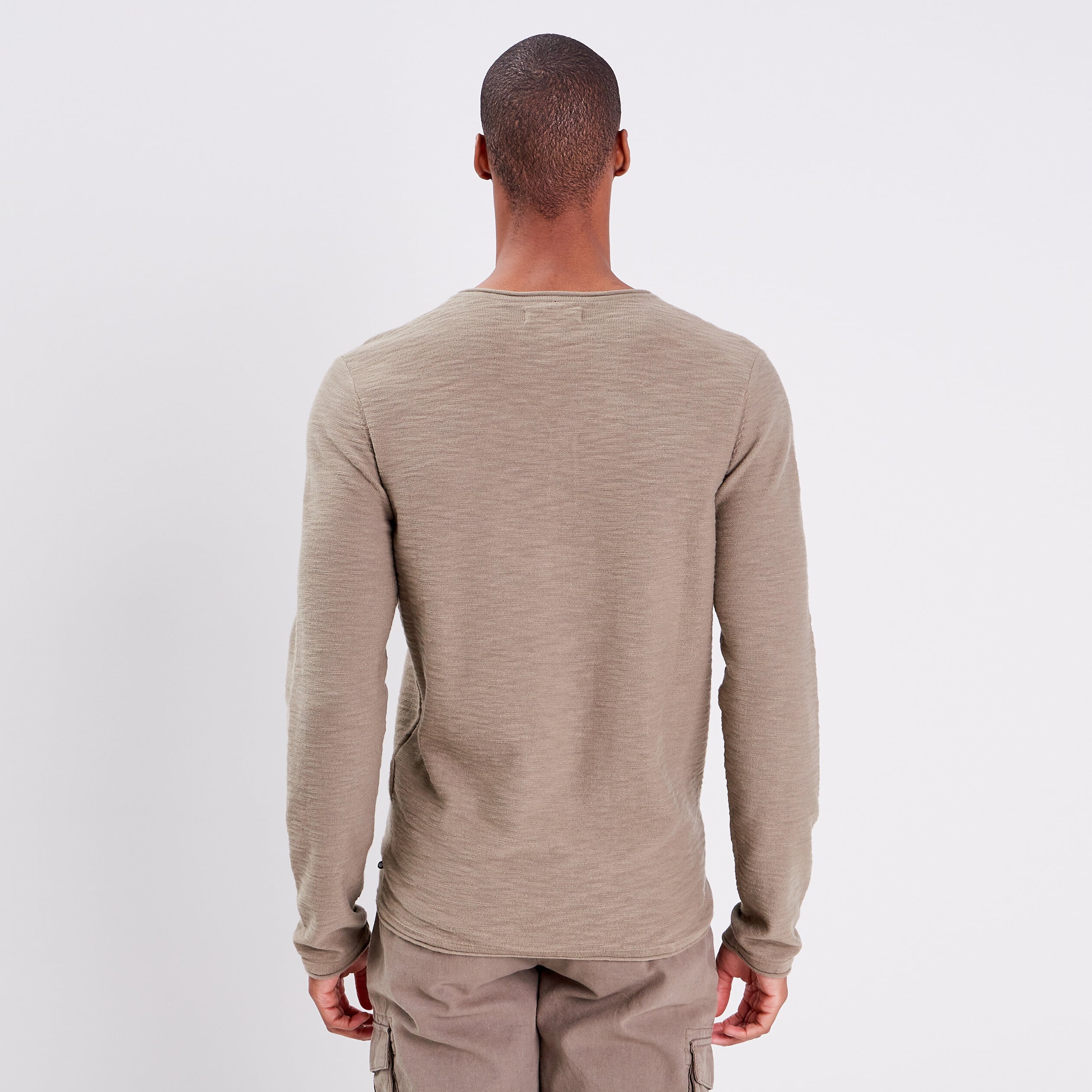 Pull manches longues vert kaki homme