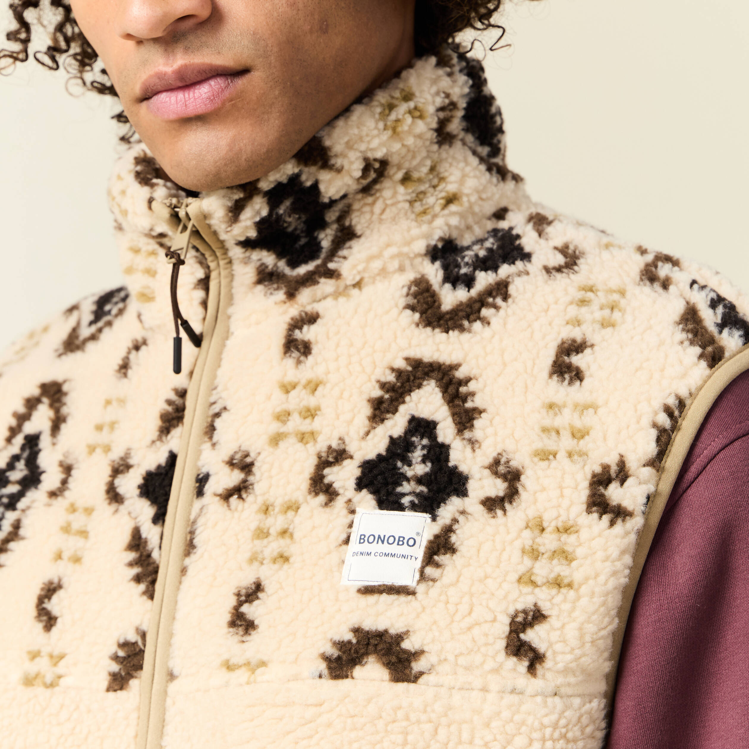 Gilet sans manches zipp&eacute; ecru homme