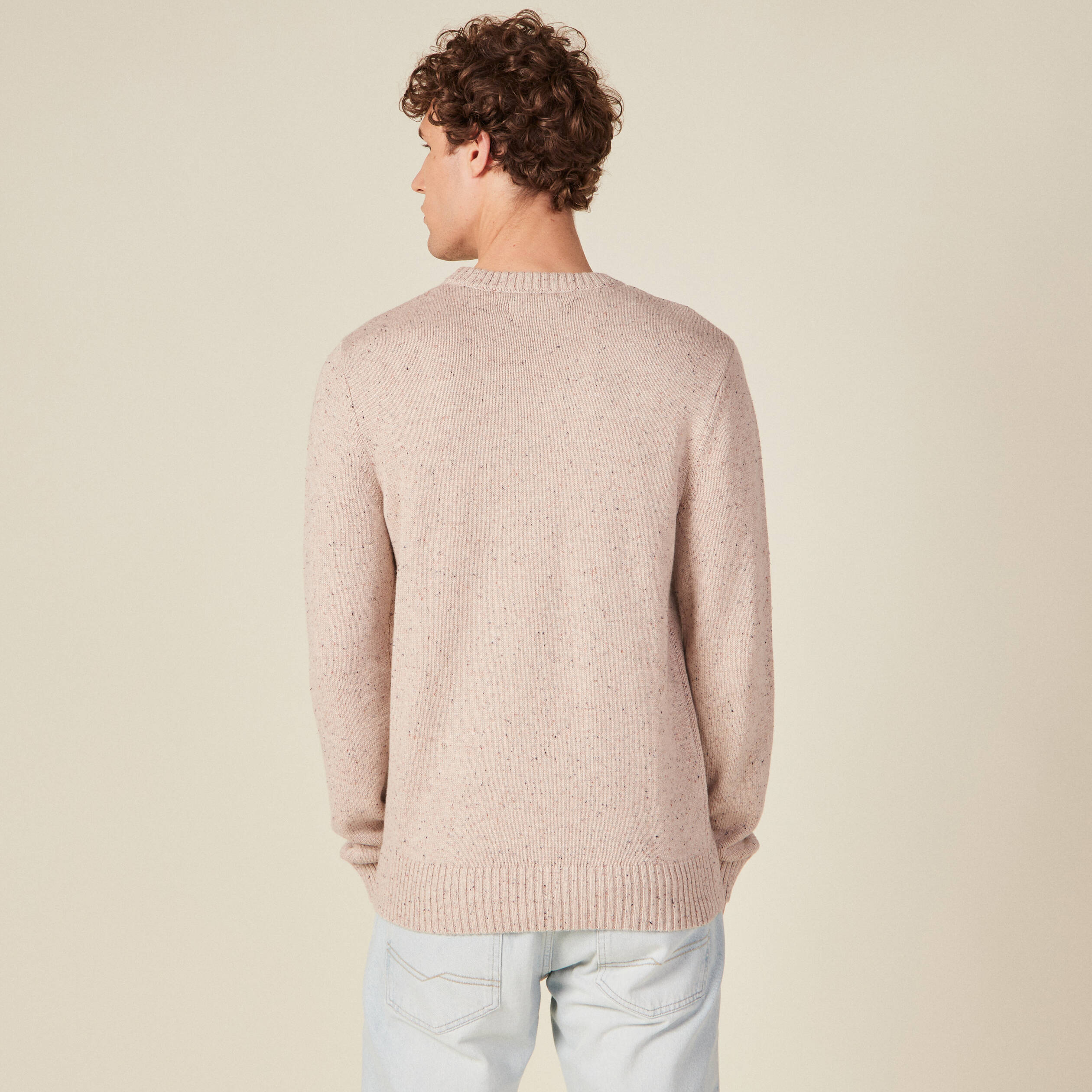 pull manches longues col rond beige homme Pull manches longues col rond beige homme
