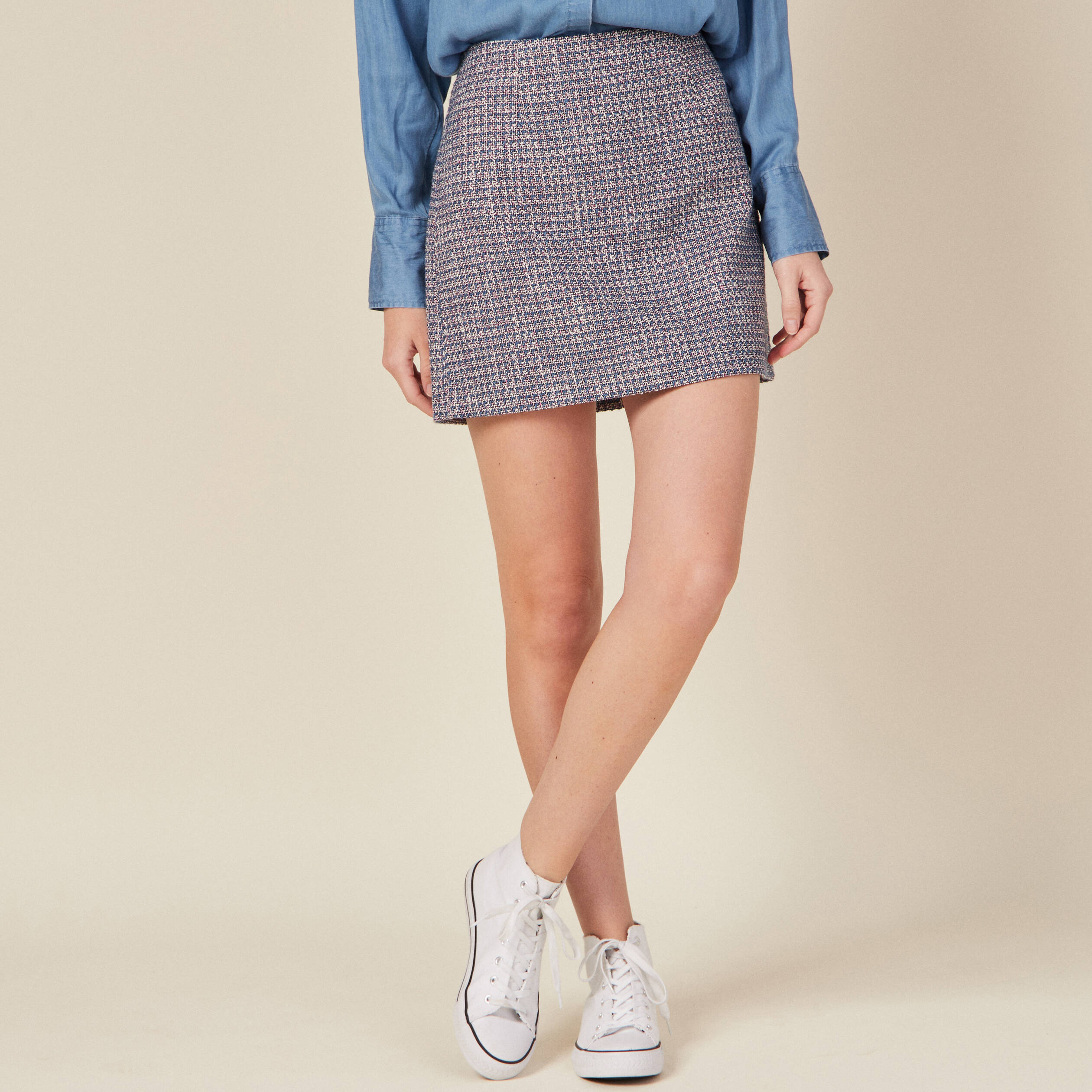 jupe trapeze bleu lavande femme Jupe trapèze bleu lavande femme