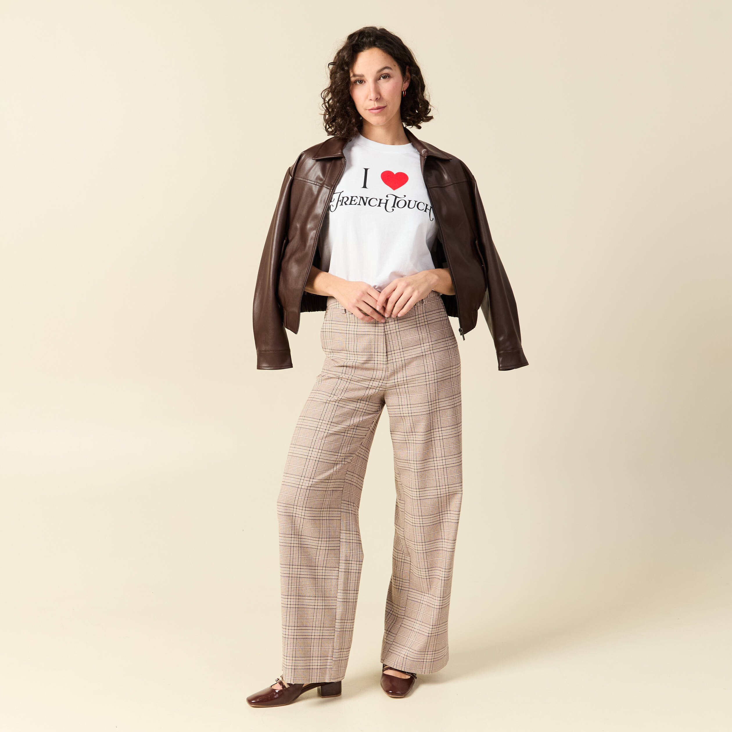 T-shirt oversize col rond en coton blanc femme