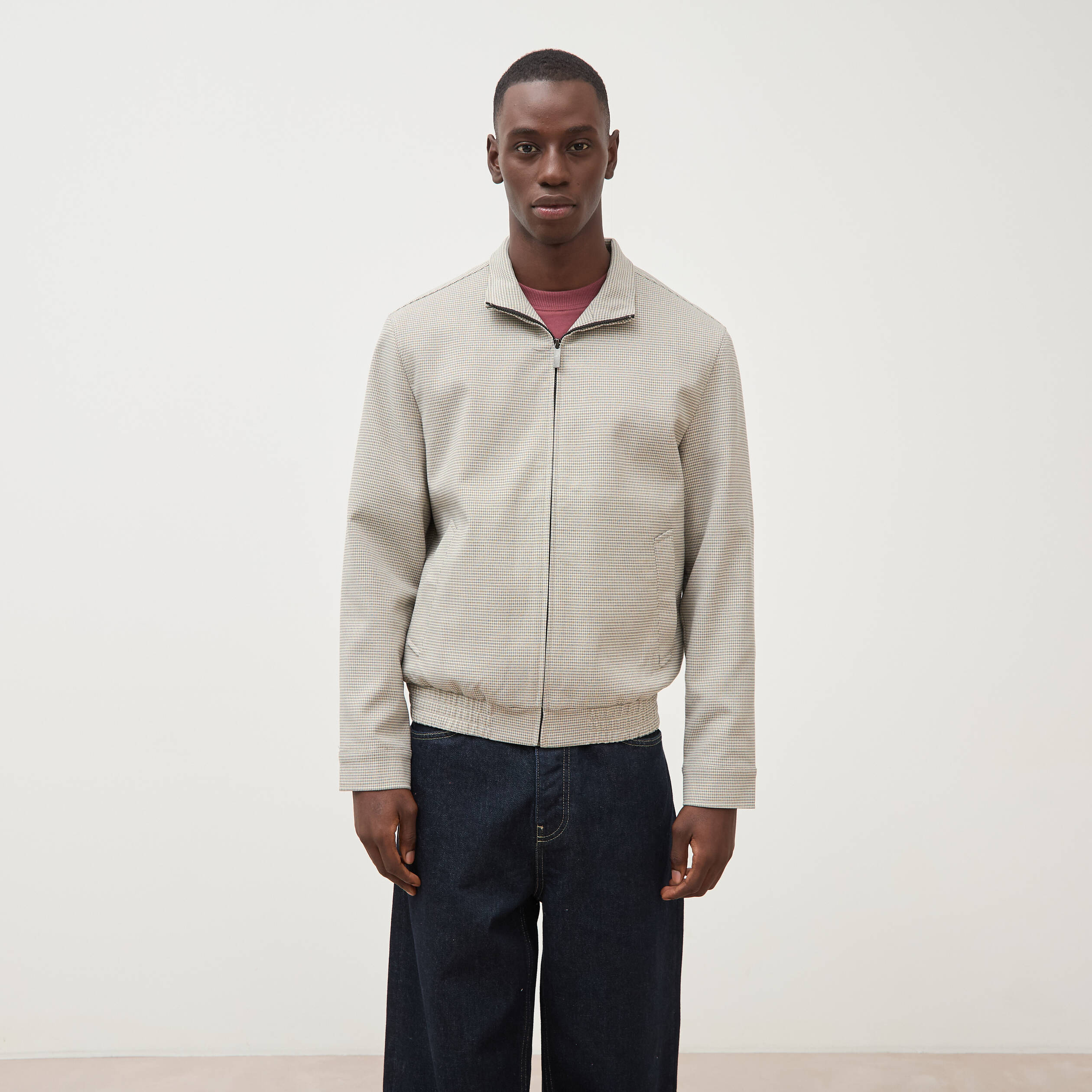 Blouson col montant manches longues gris homme