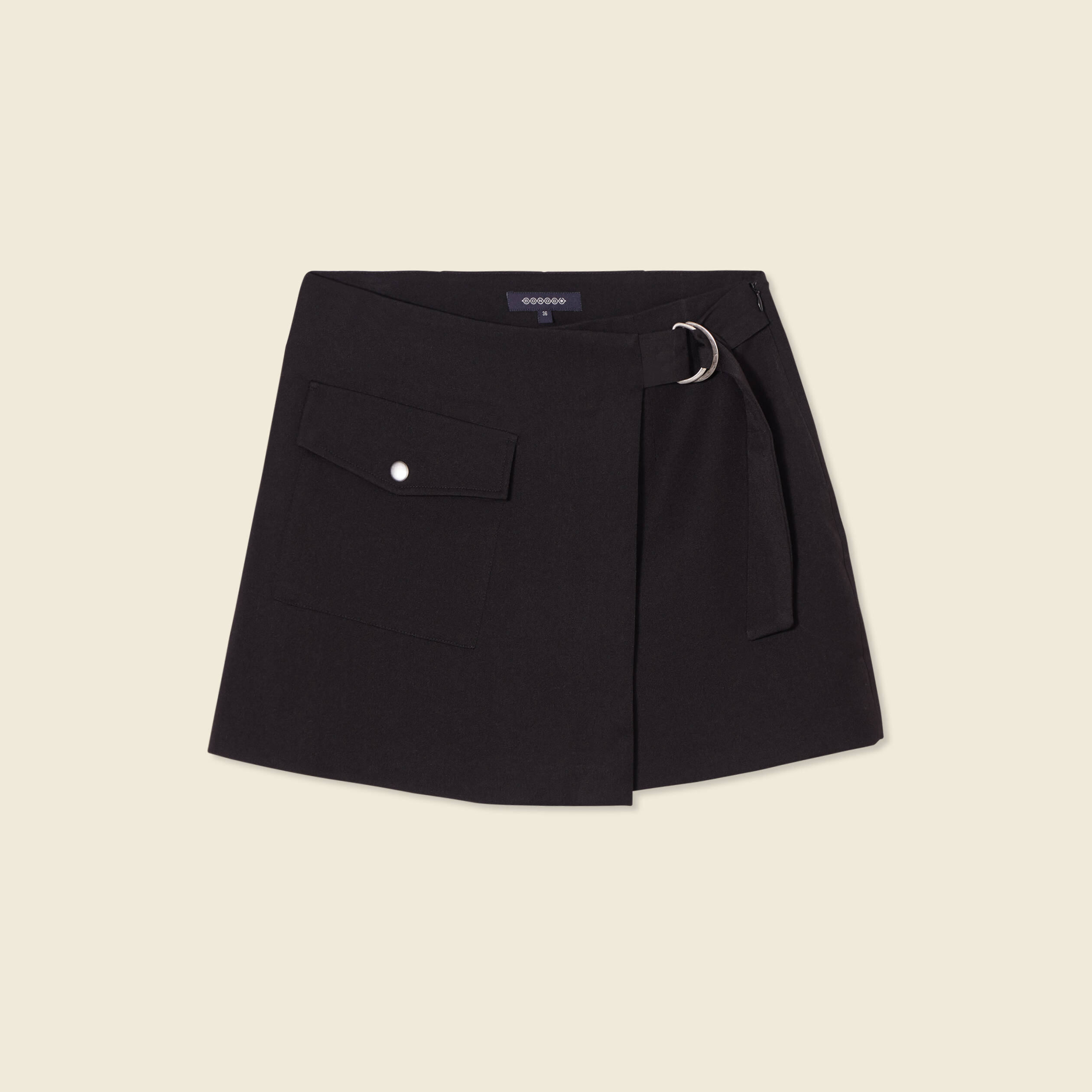 Jupe short cargo avec boucle noir femme Vibs