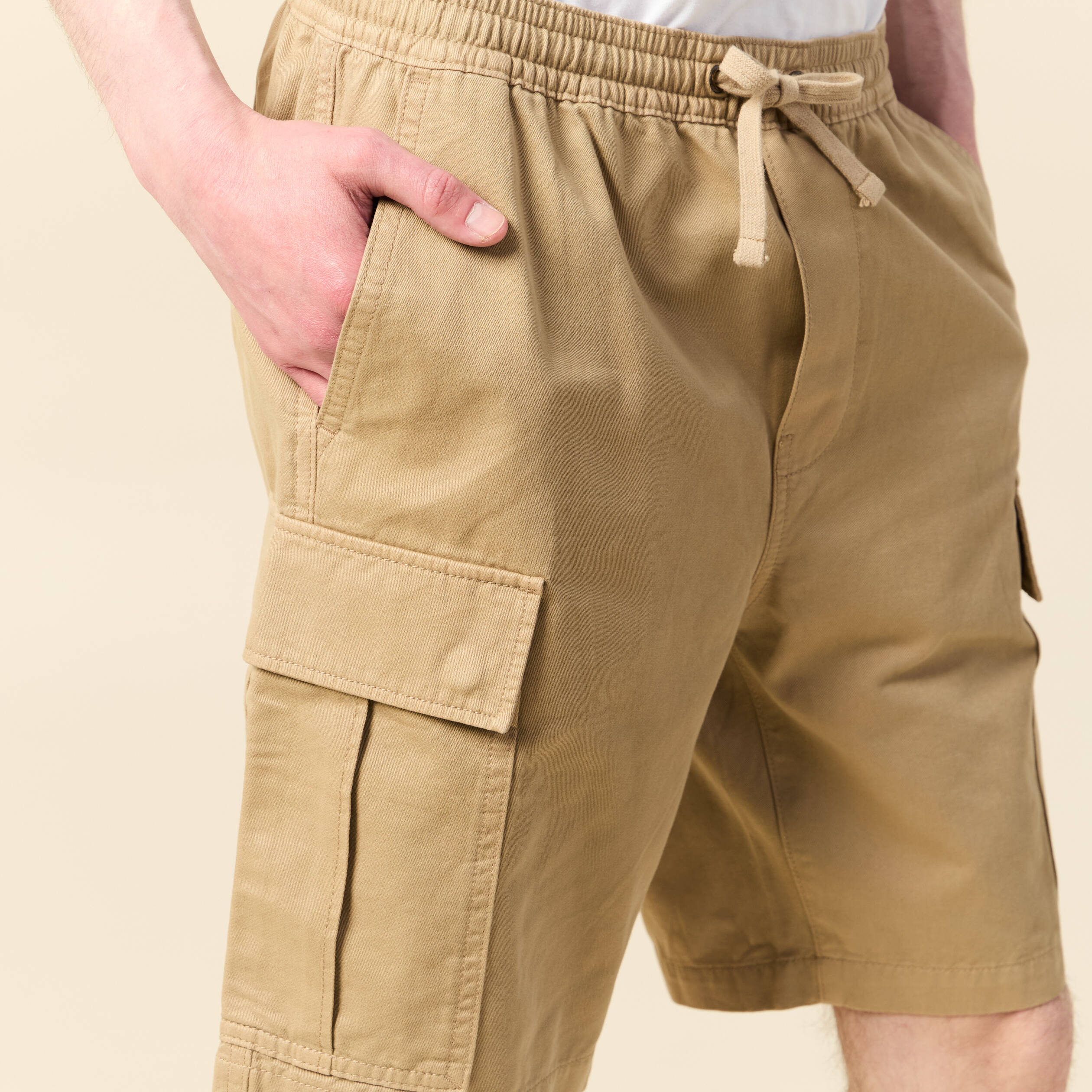 Bermuda droit cargo taupe homme
