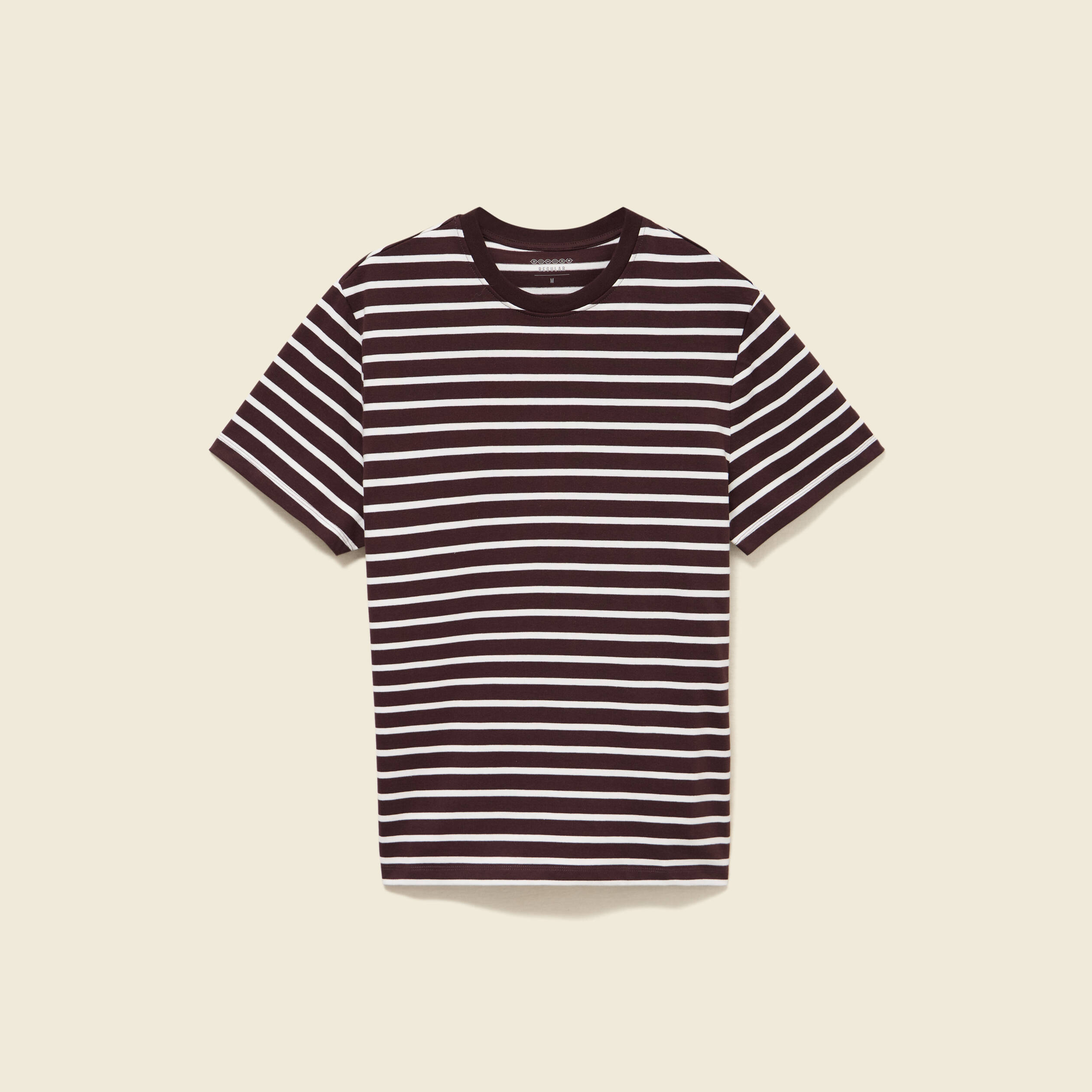 T-shirt en coton manches courtes marron fonc&eacute; homme