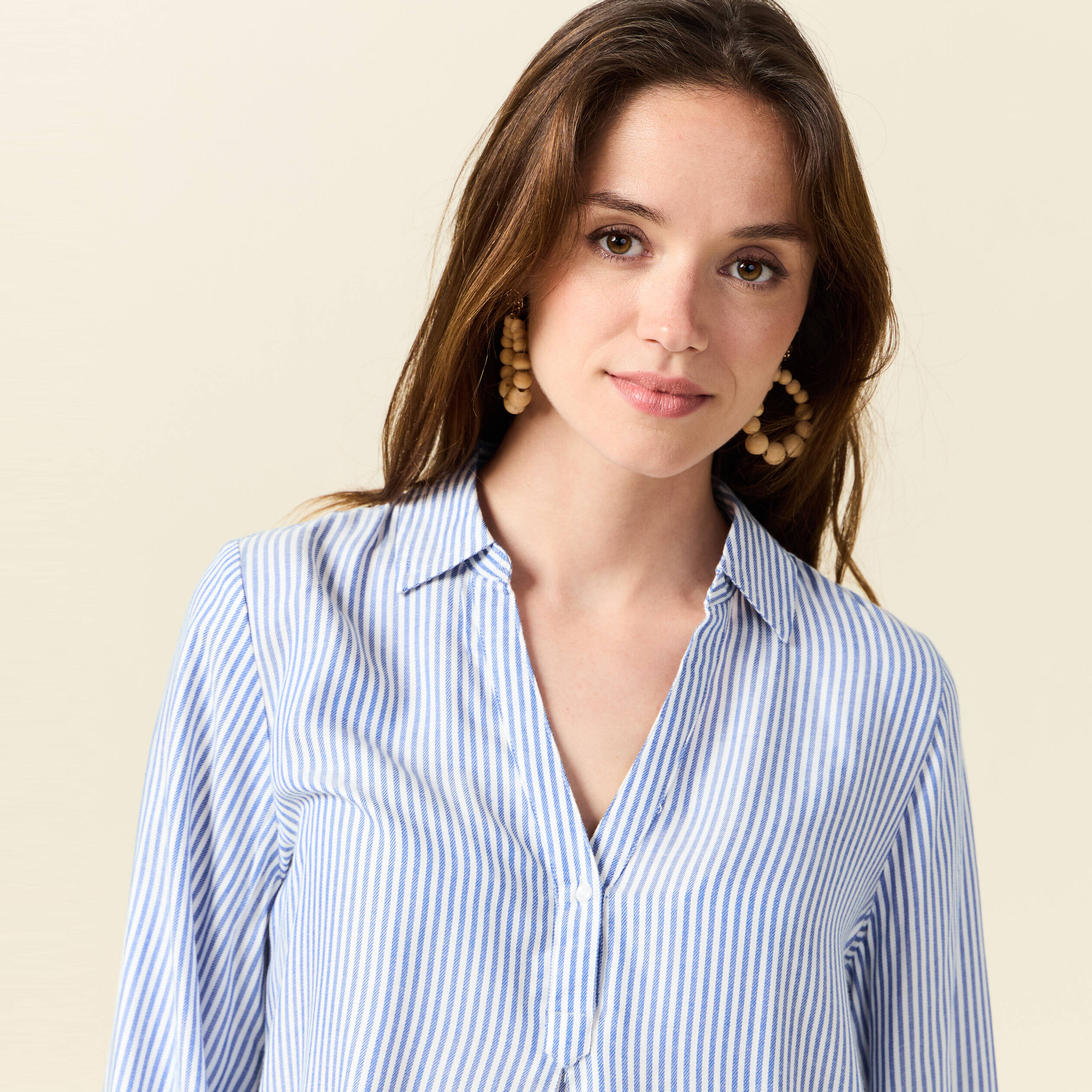 Blouse manches longues ecru femme