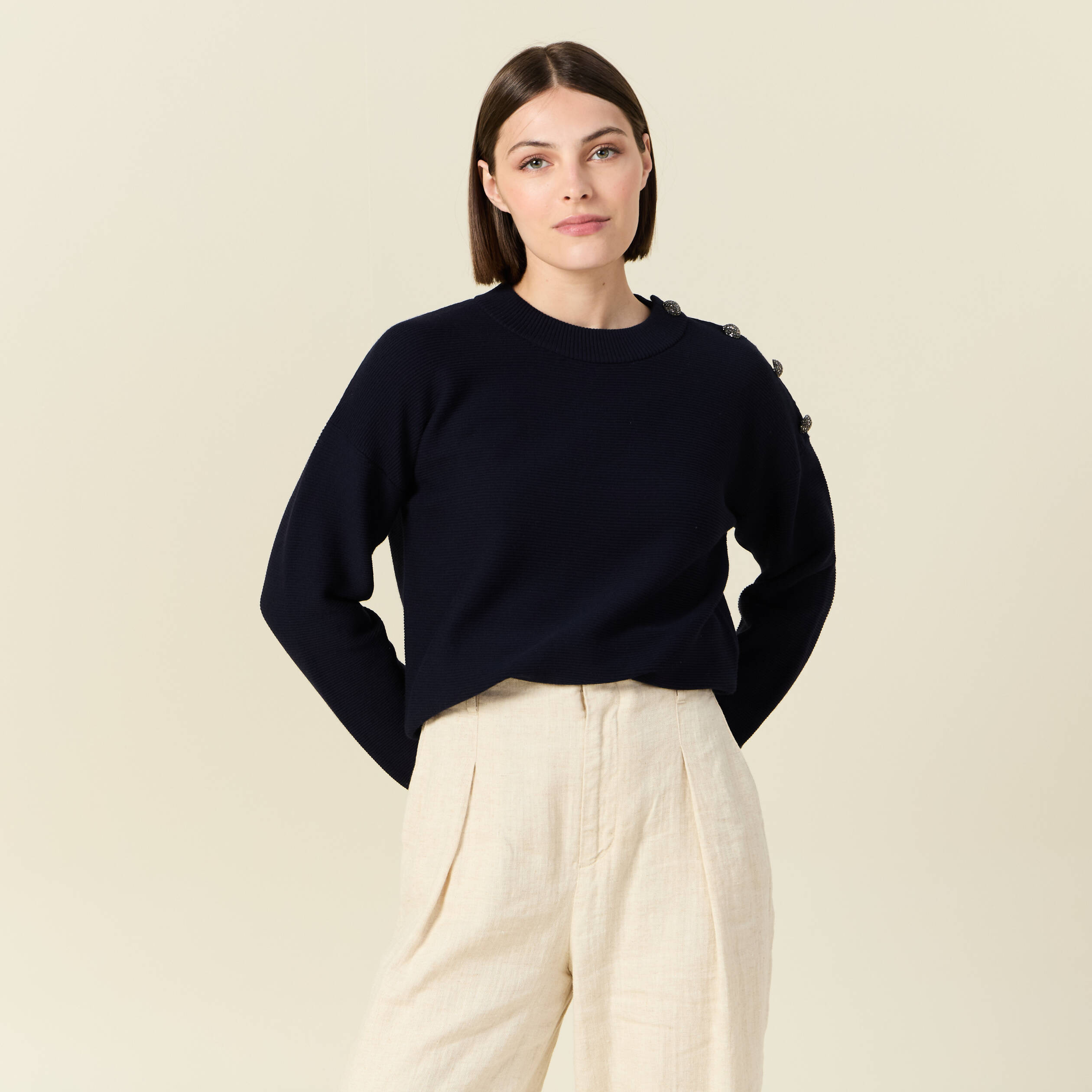 pull eco responsable bleu marine femme Pull éco-responsable bleu marine femme