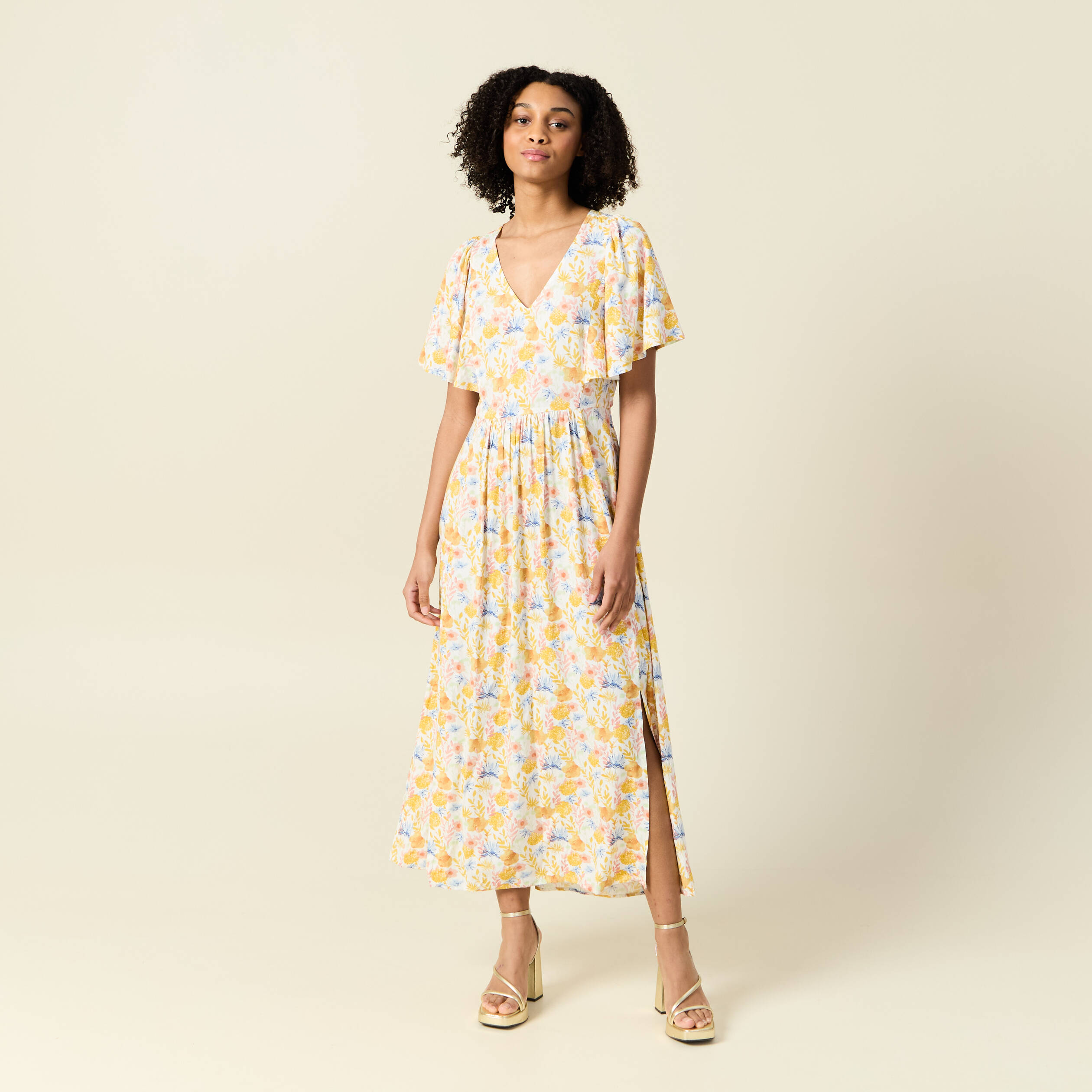 robe longue evasee multicolore femme Robe longue évasée multicolore femme