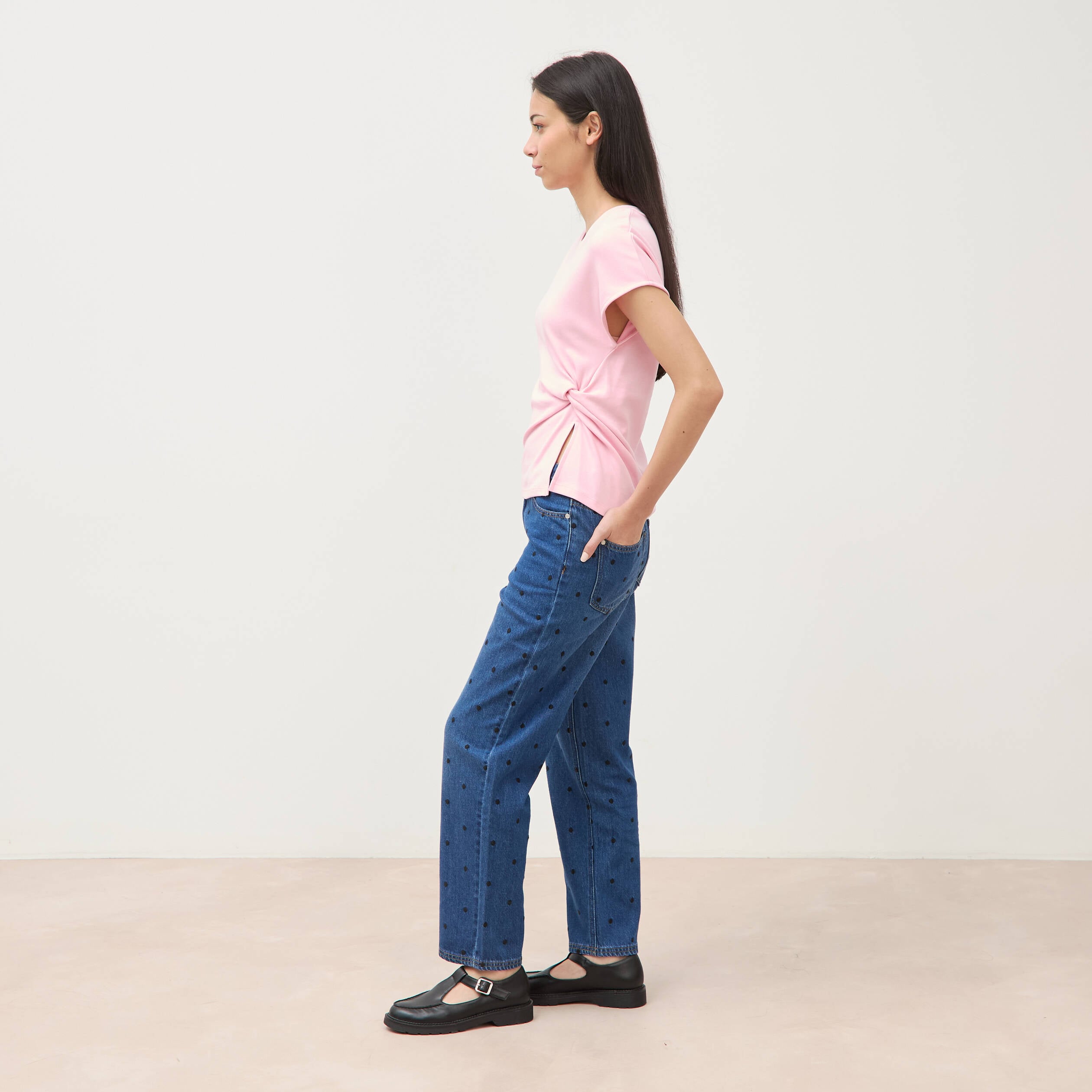 T-shirt en coton rose clair femme