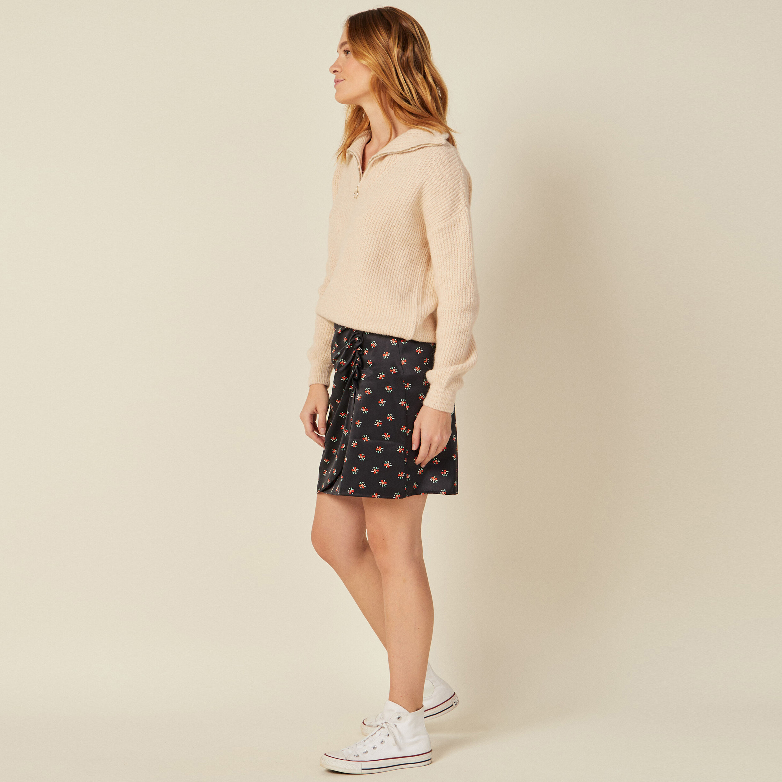 jupe droite froncee satinee noir femme Jupe droite froncée satinée noir femme