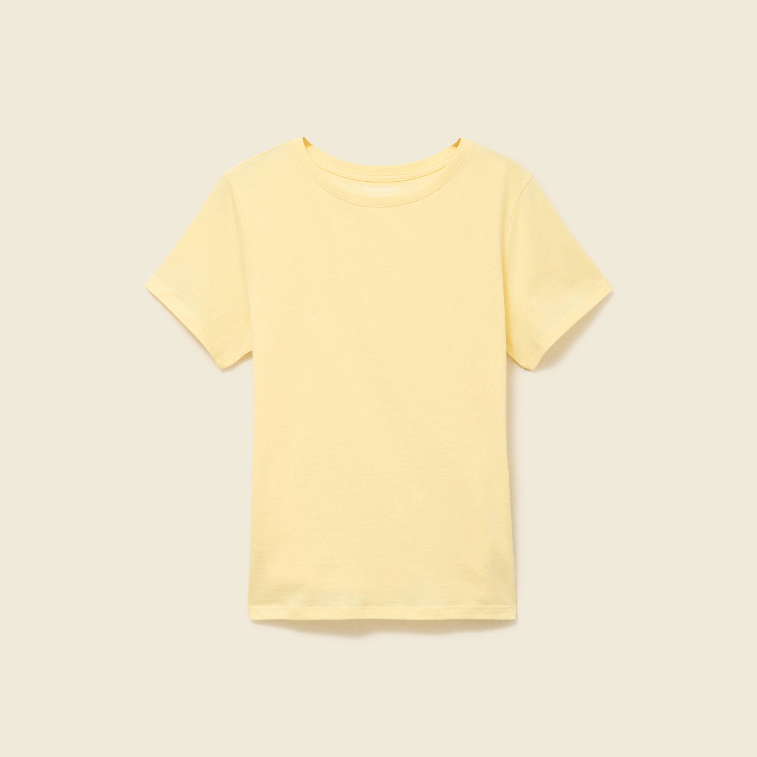 T-shirt cintr&eacute; col rond manches courtes jaune pastel femme