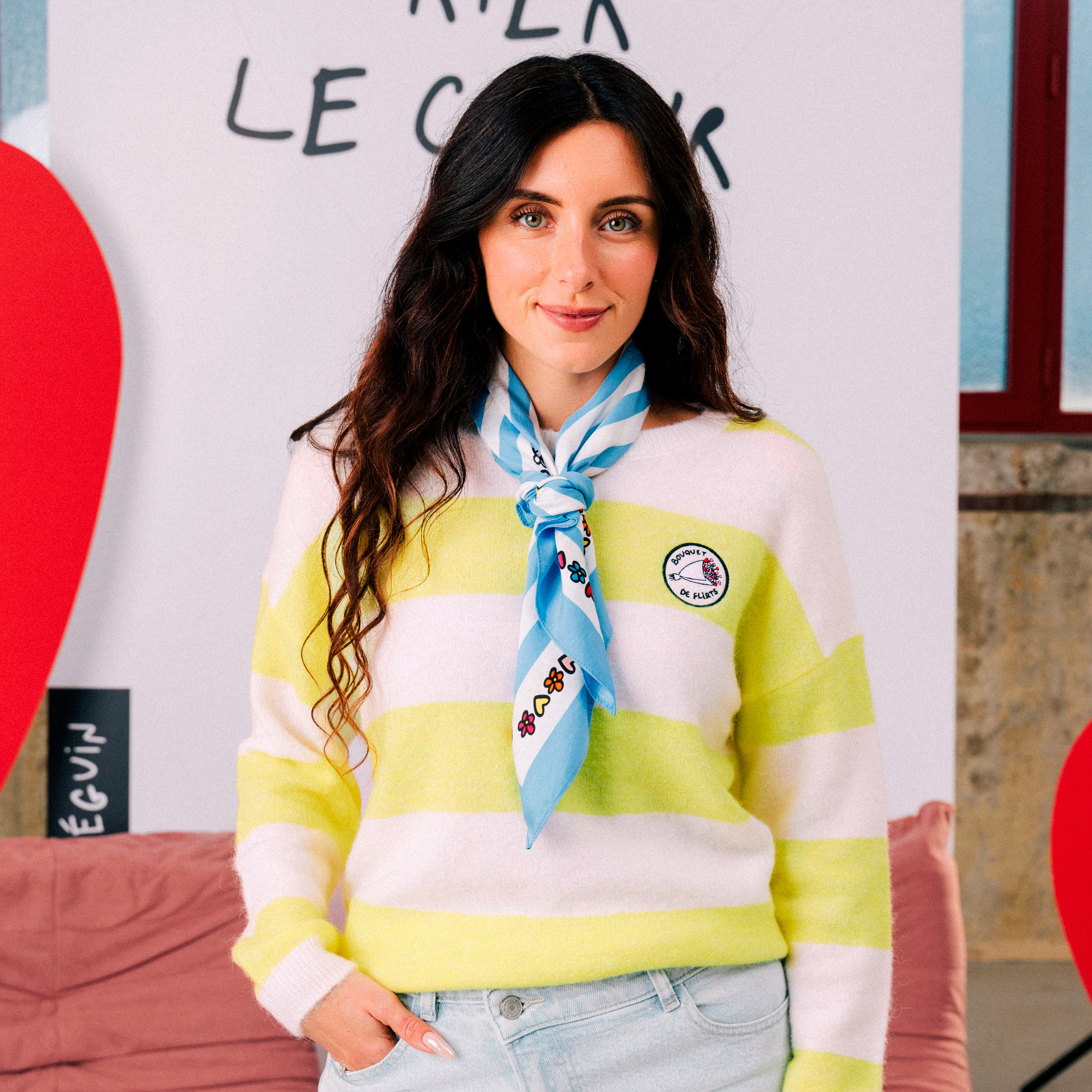 Pull col rond Atelier Beguin x Bonobo jaune femme