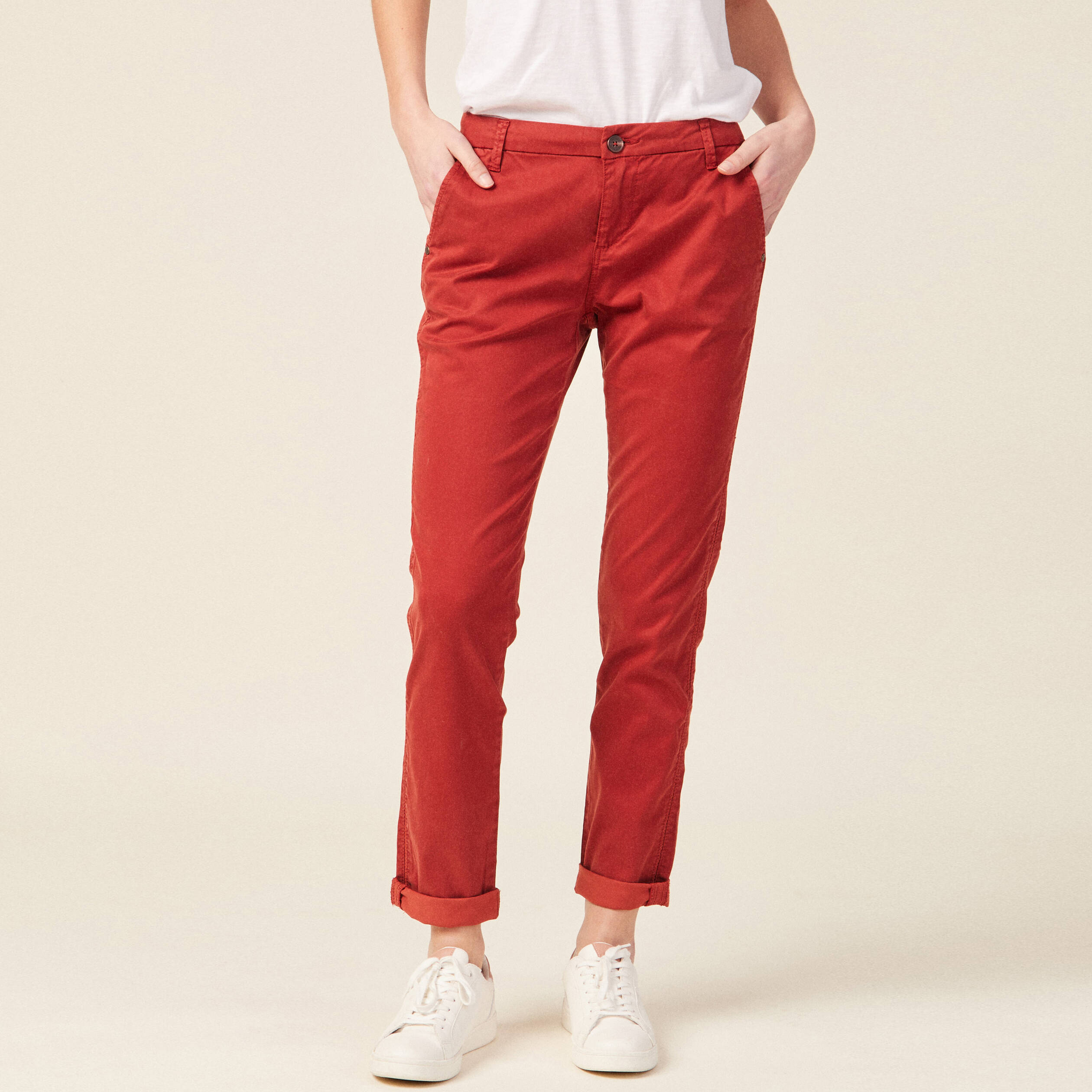 pantalon chino instinct orange fonce femme Pantalon chino Instinct orange foncé femme