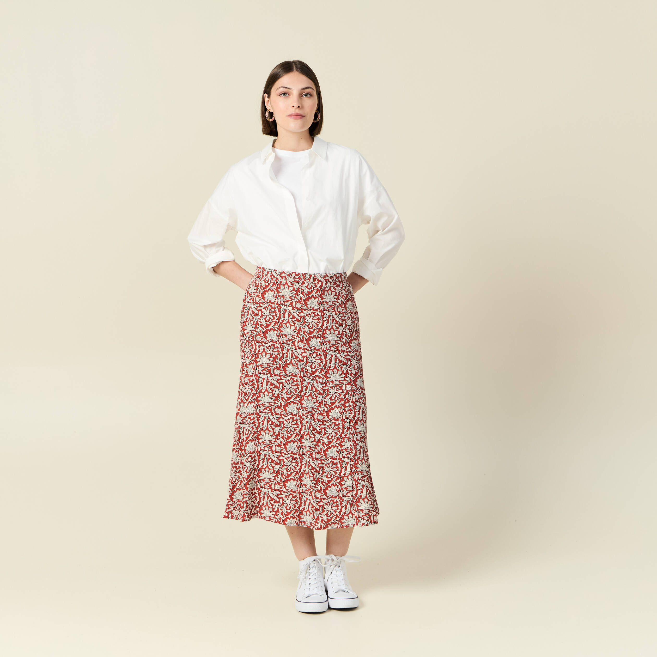 jupe midi droite fluide bleu gris femme Jupe midi droite fluide bleu gris femme