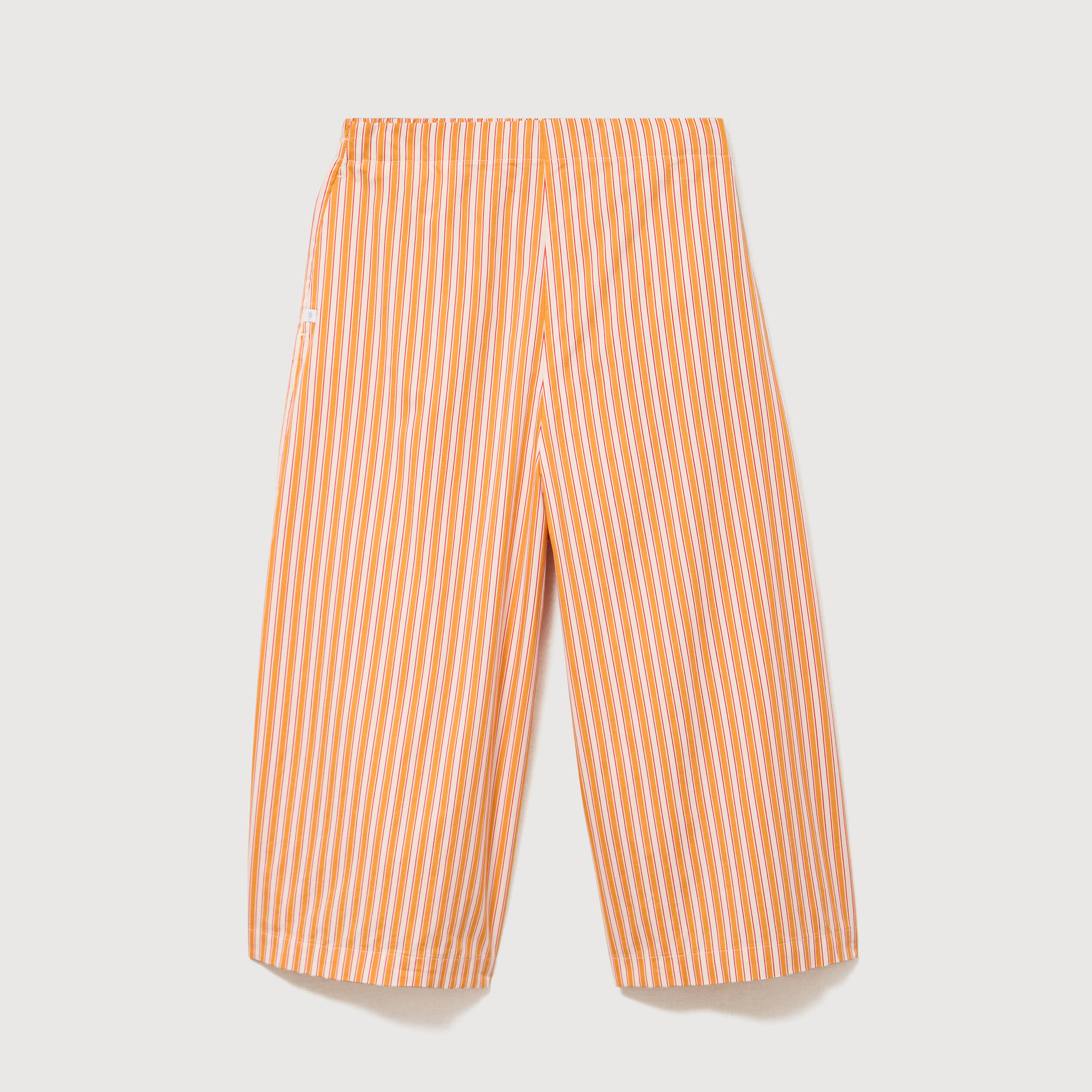 Pantalon large taille haute 3/4 en coton orange abricot femme