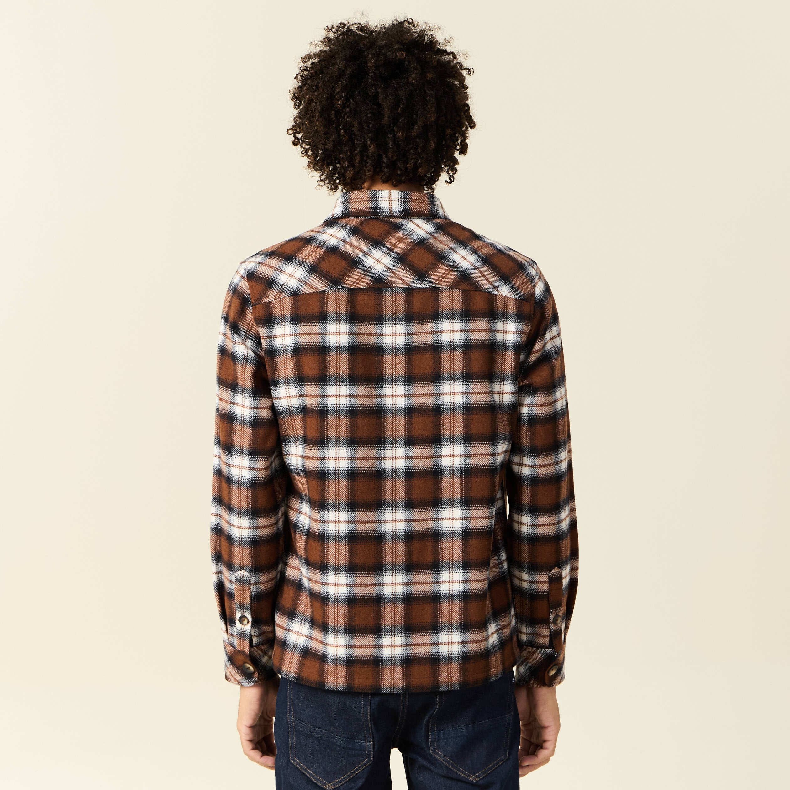 Surchemise manches longues marron homme
