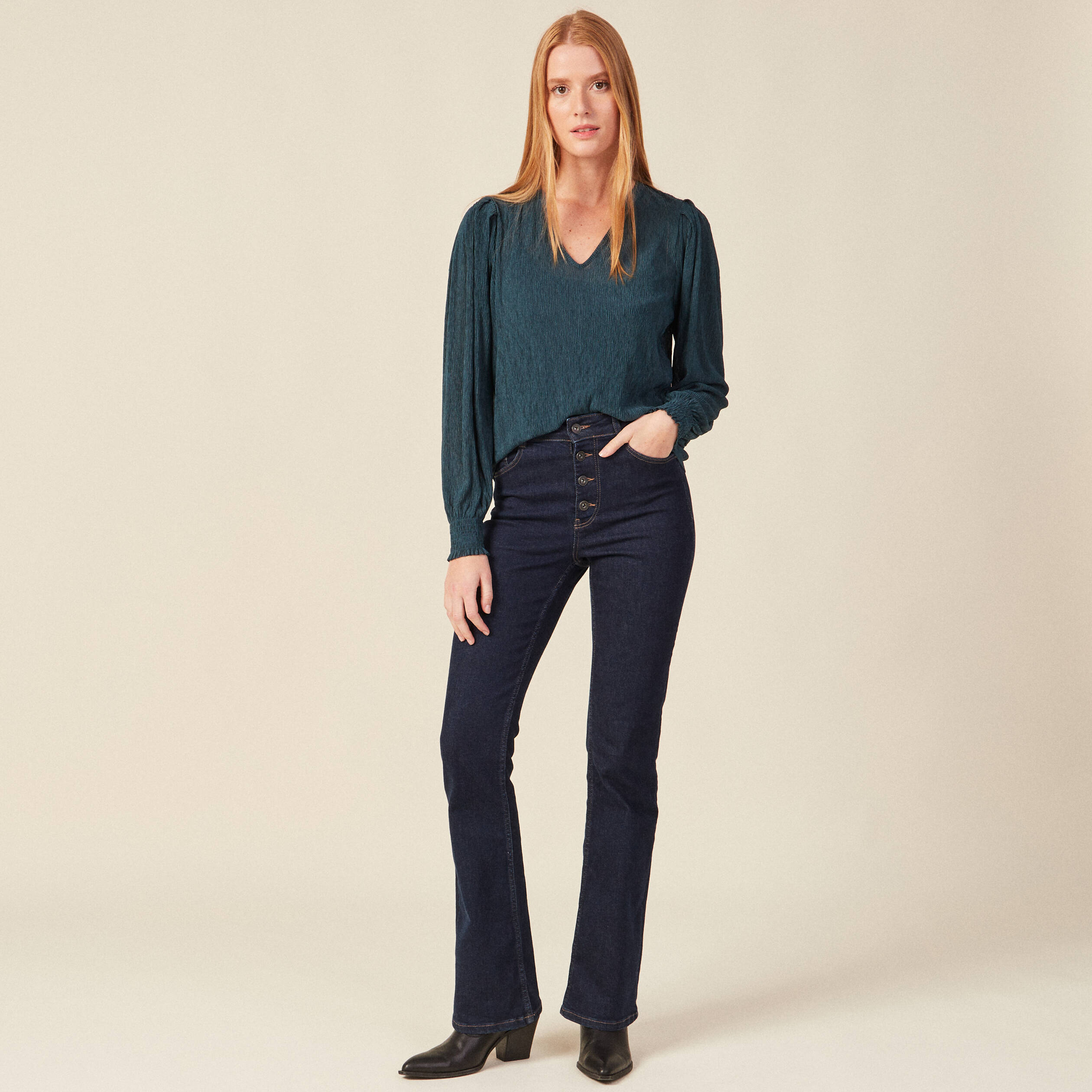 T-shirt éco-responsable bleu canard femme