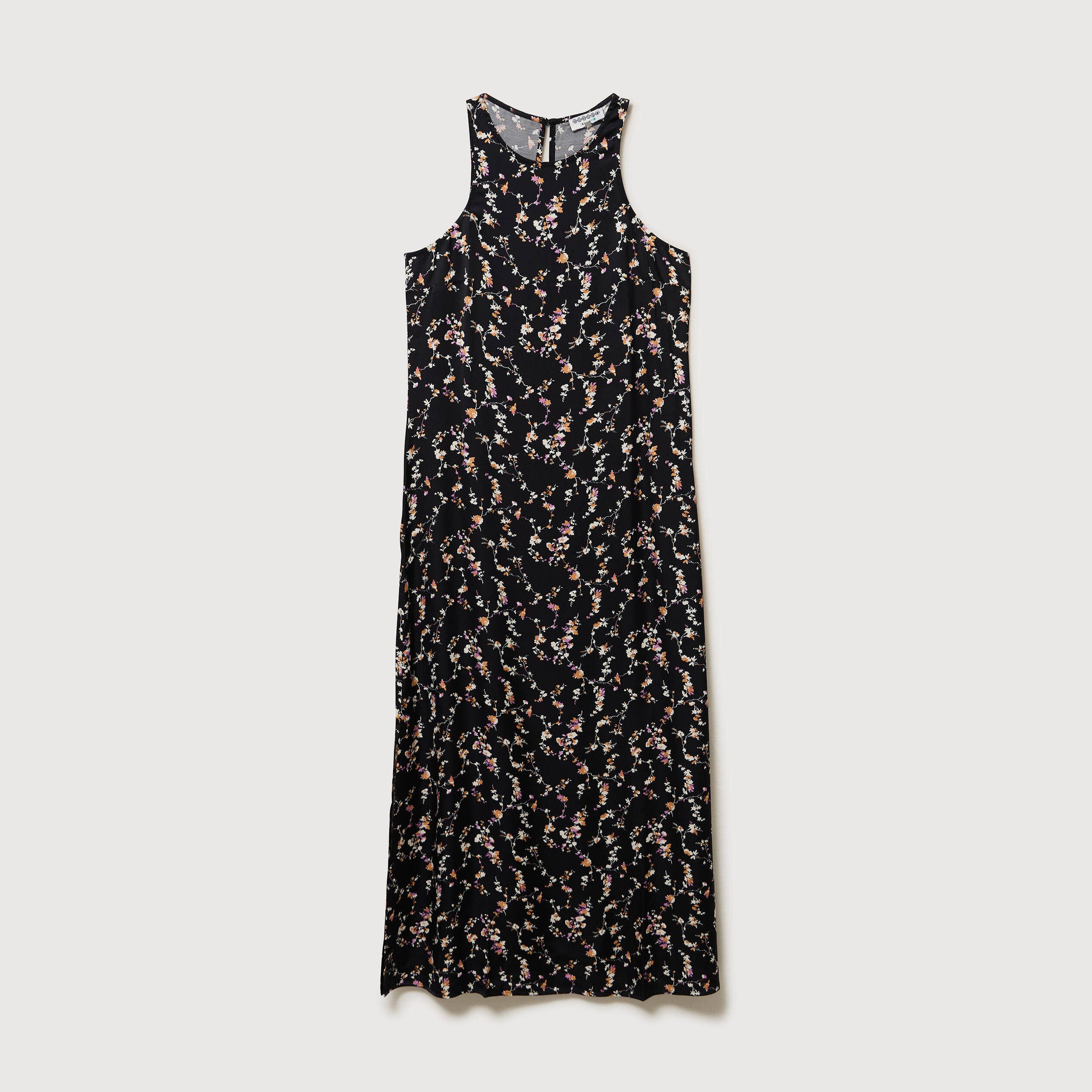 Robe longue droite sans manches noir femme