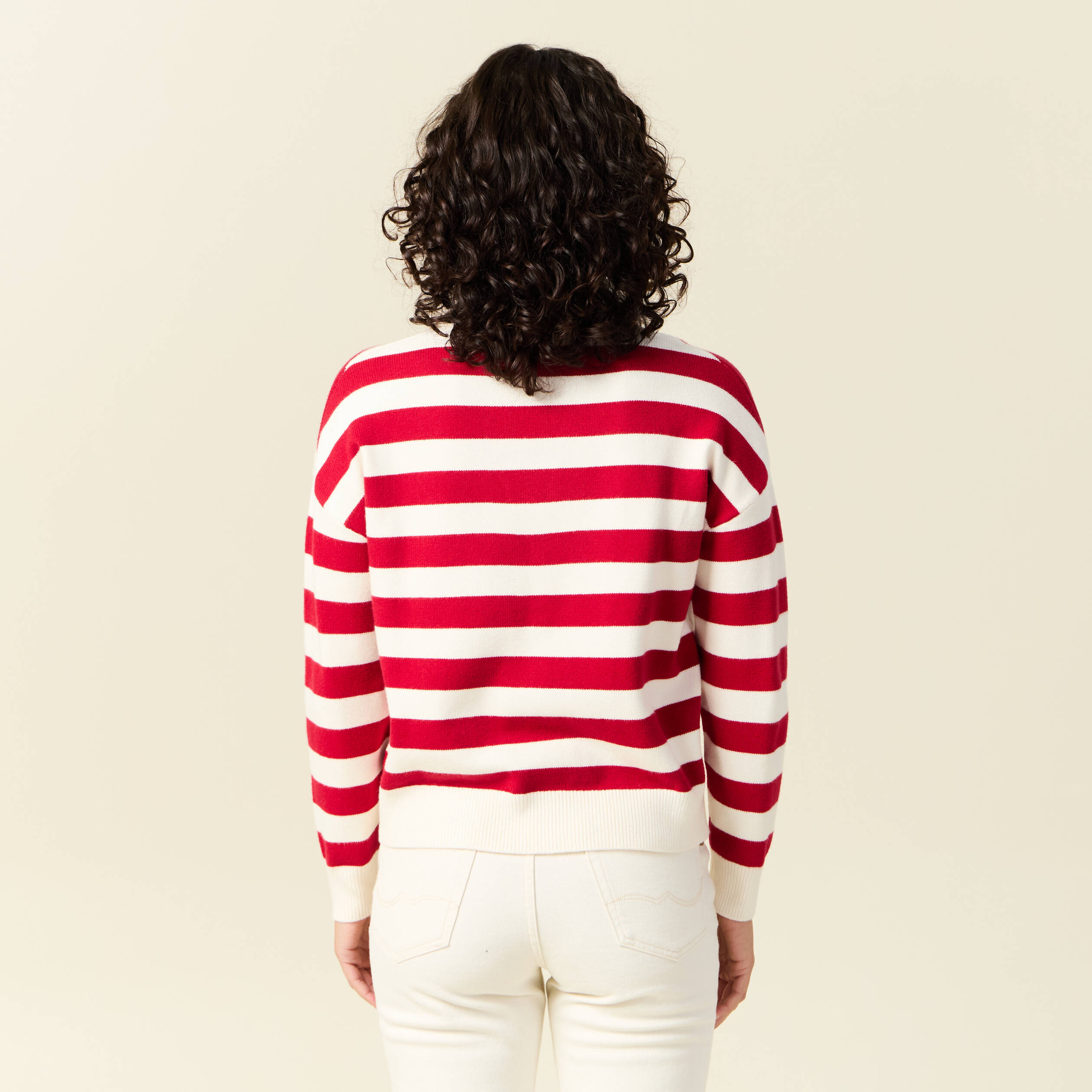 pull manches longues col polo ecru femme Pull manches longues col polo ecru femme