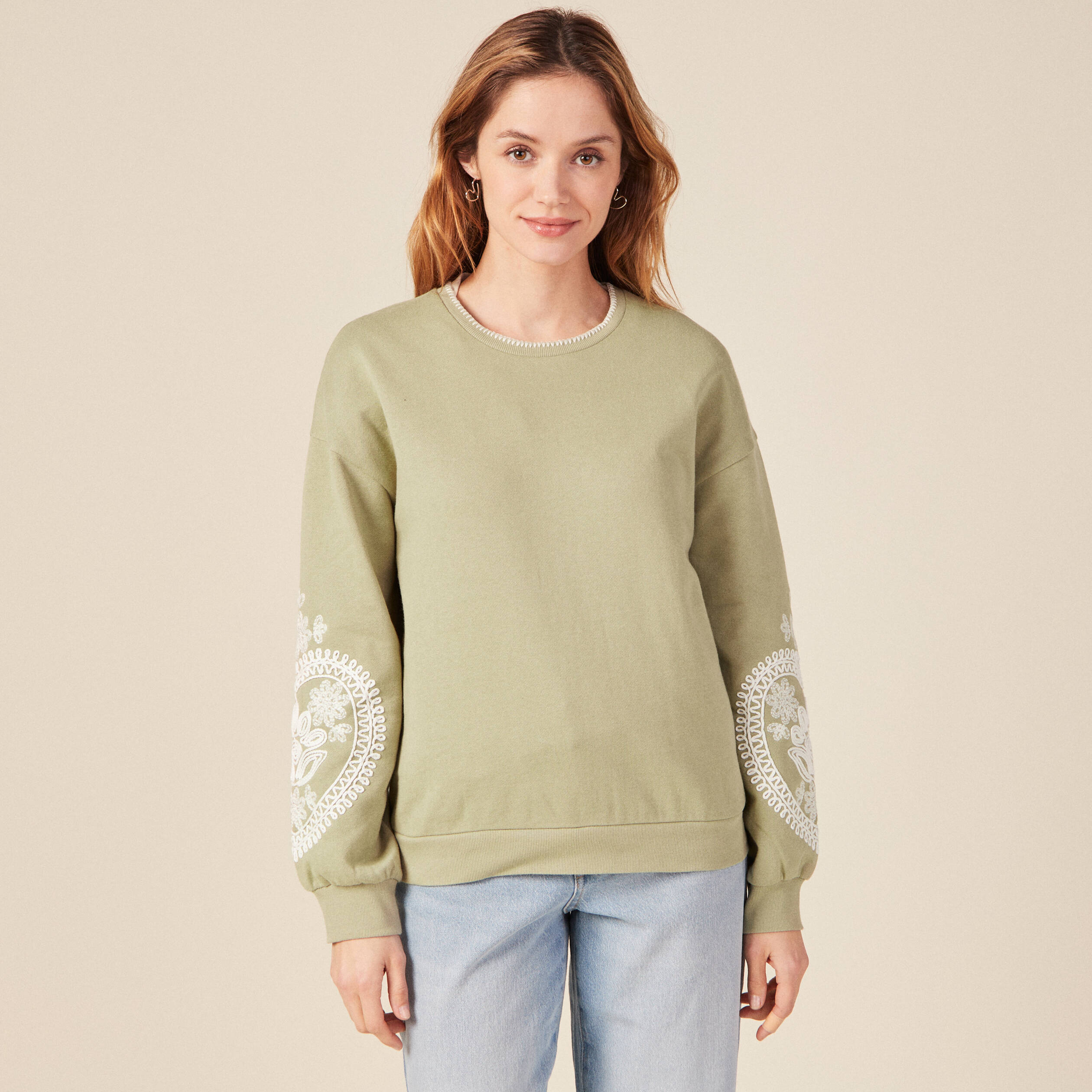 sweat manches longues vert kaki femme Sweat manches longues vert kaki femme