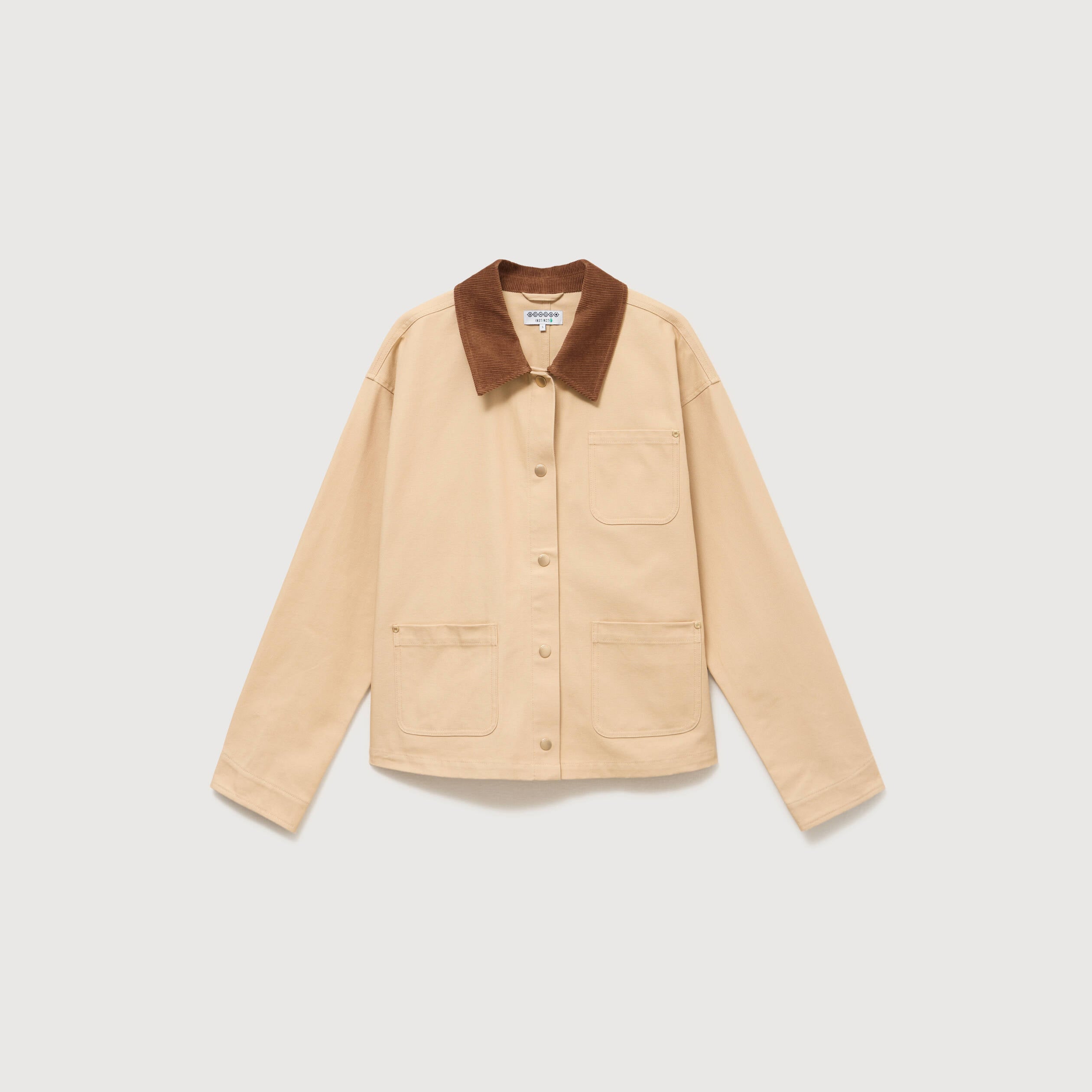Veste manches longues col classique taupe femme