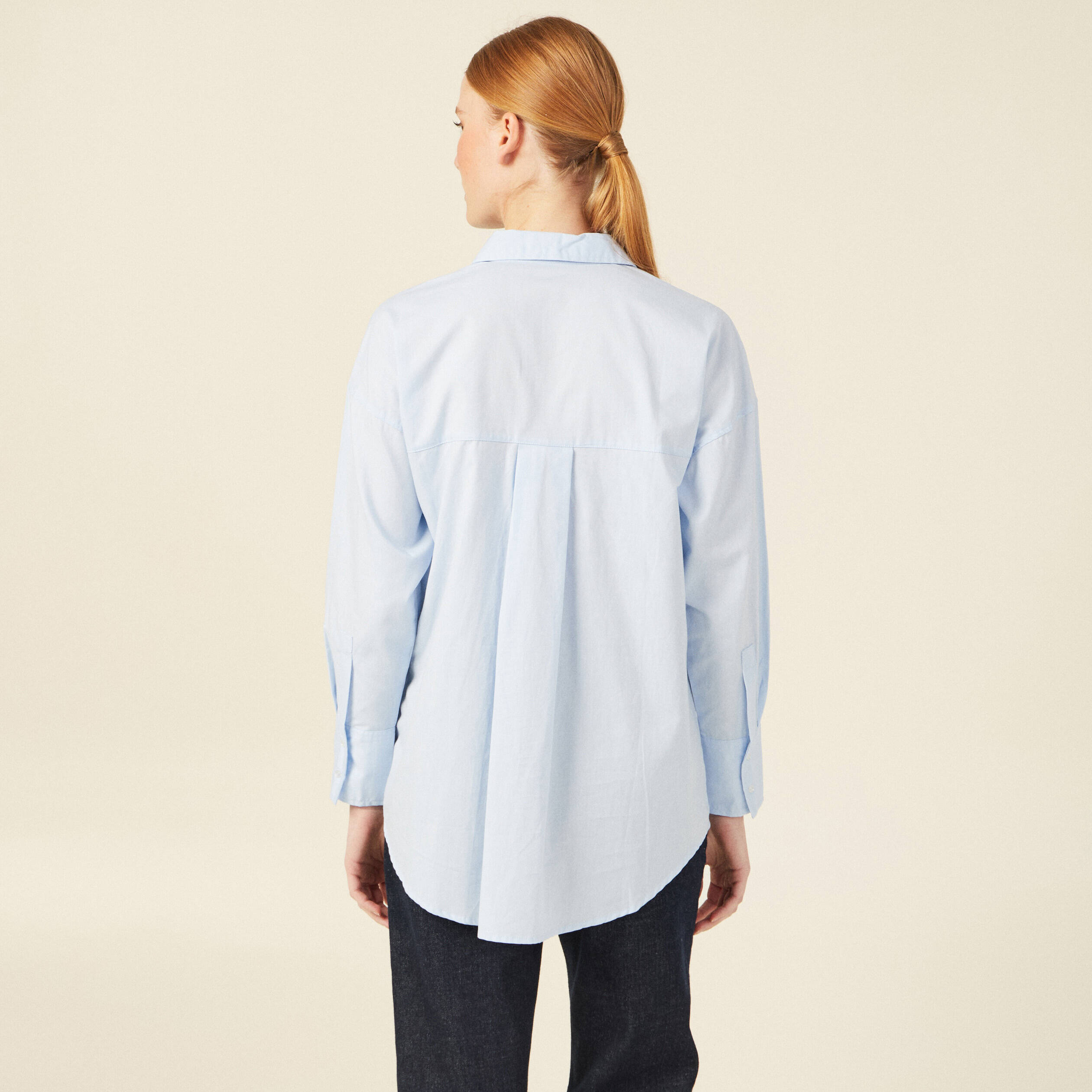 Chemise manches longues bleu ciel femme