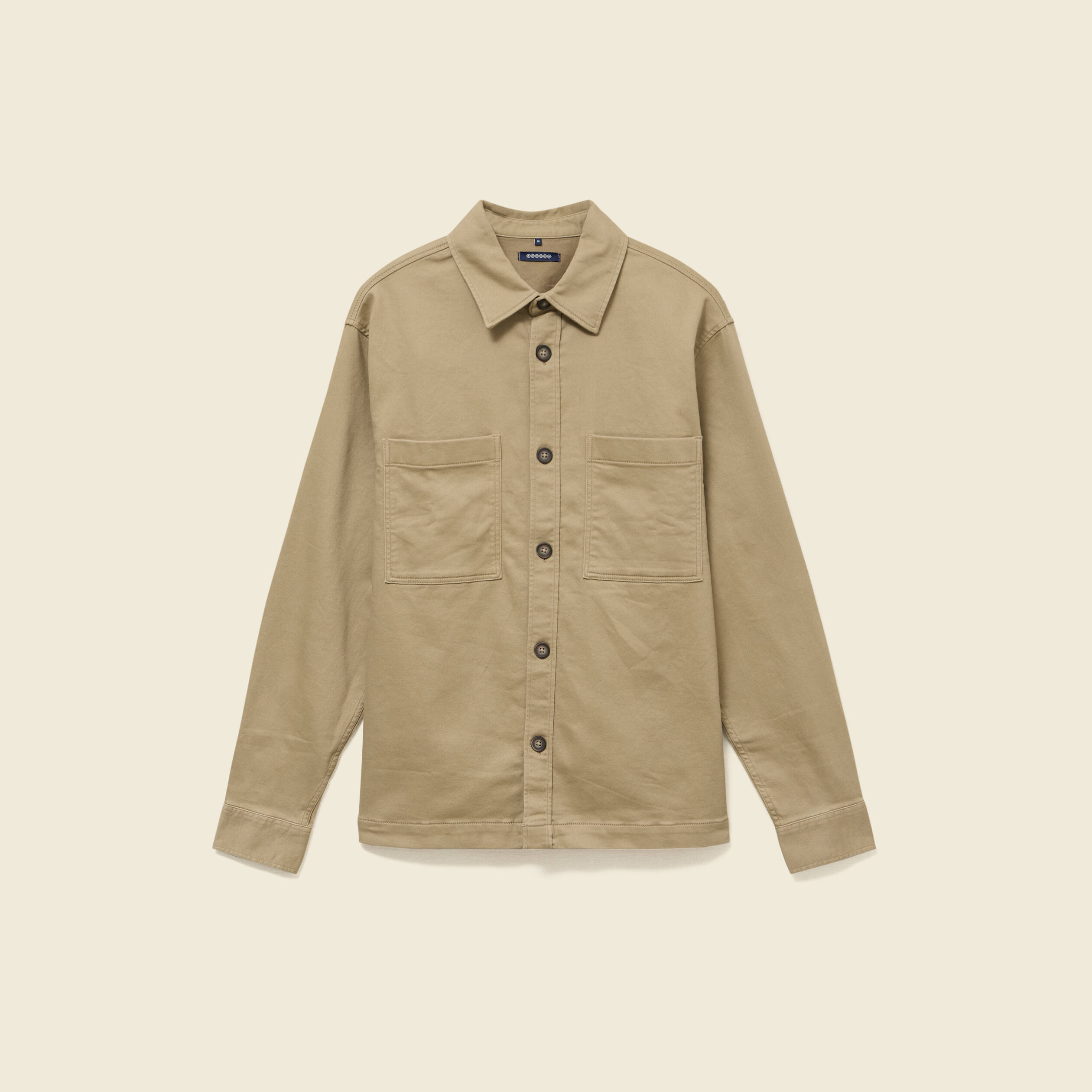 Surchemise manches longues beige fonce homme