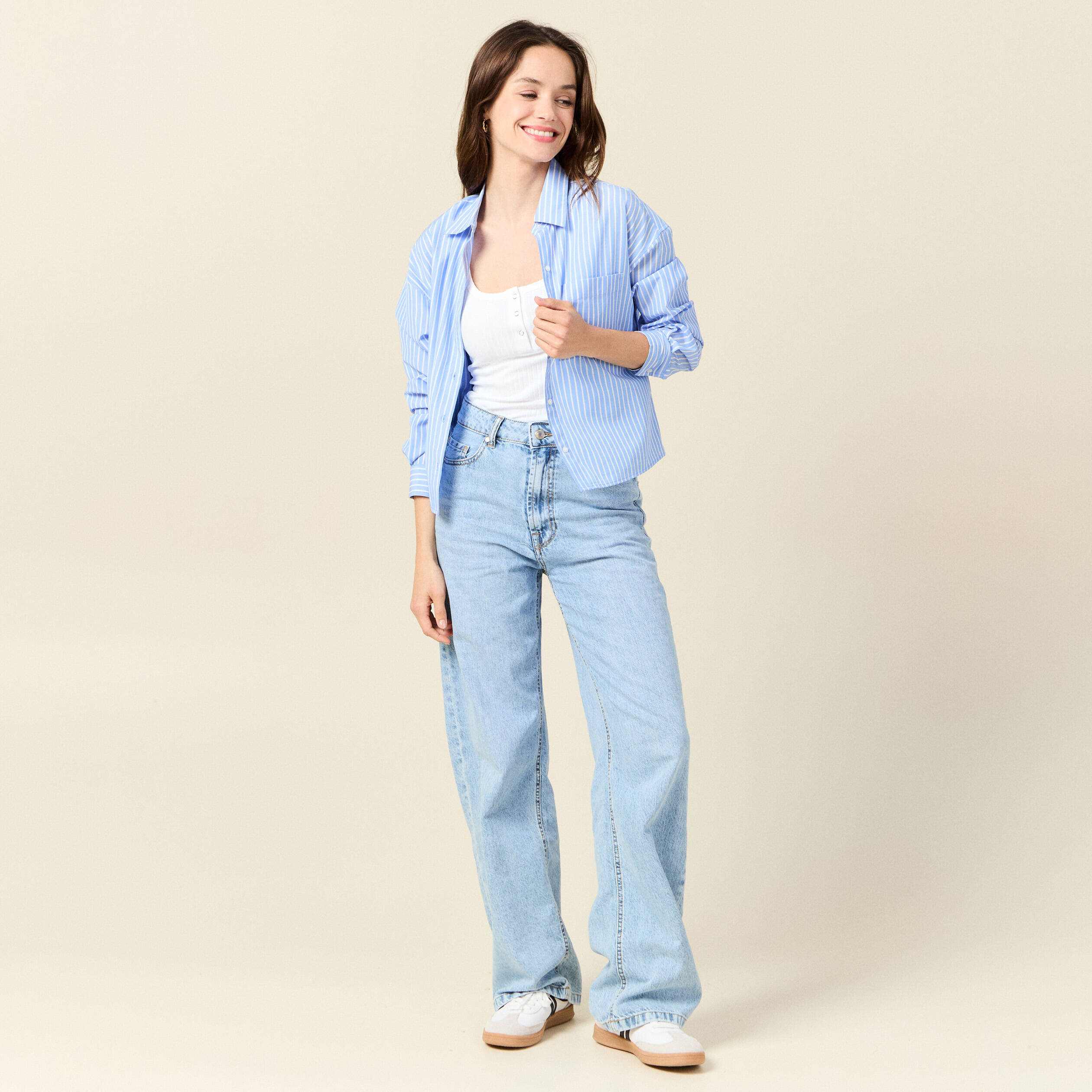 D&eacute;bardeur sans manches blanc femme
