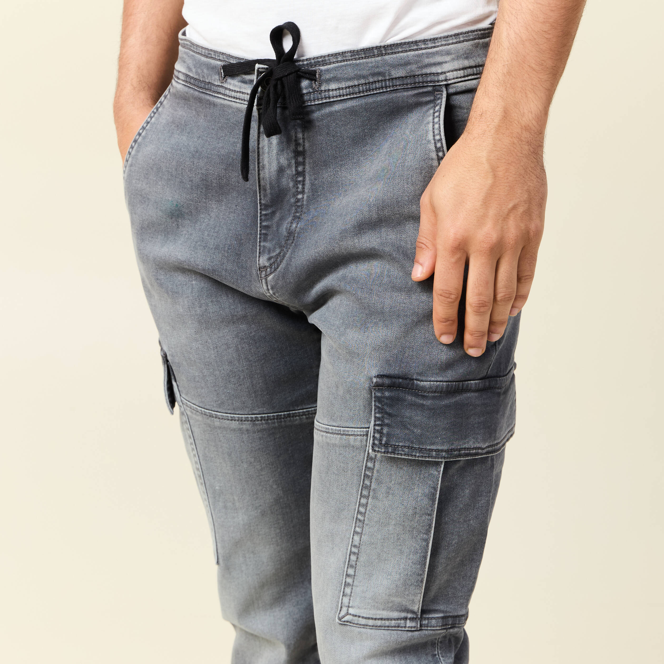 jeans jogger battle denim gris homme Jeans jogger battle denim gris homme