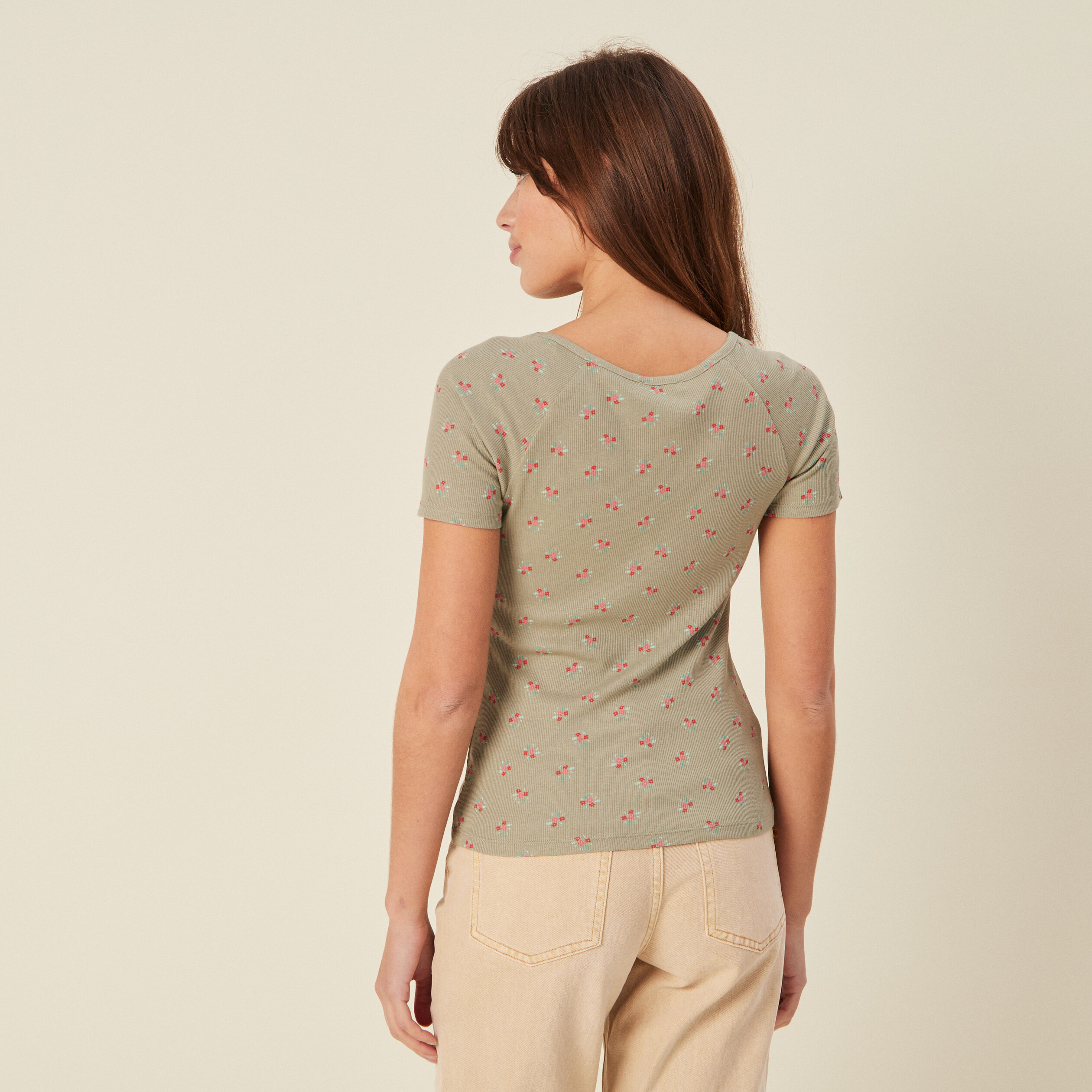 T-shirt à manches courtes vert pastel femme