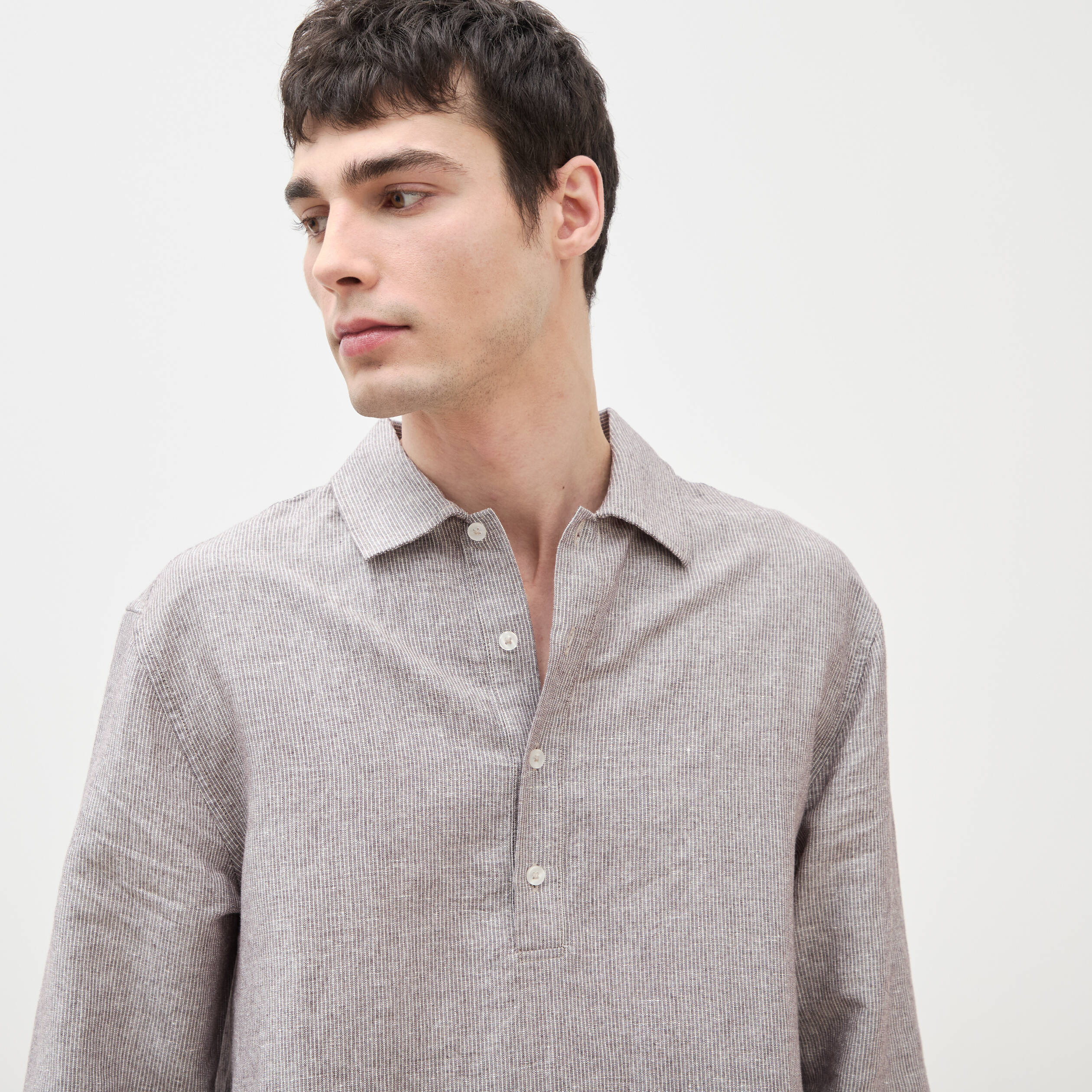 Col vareuse boyfriend manches longues marron fonc&eacute; homme