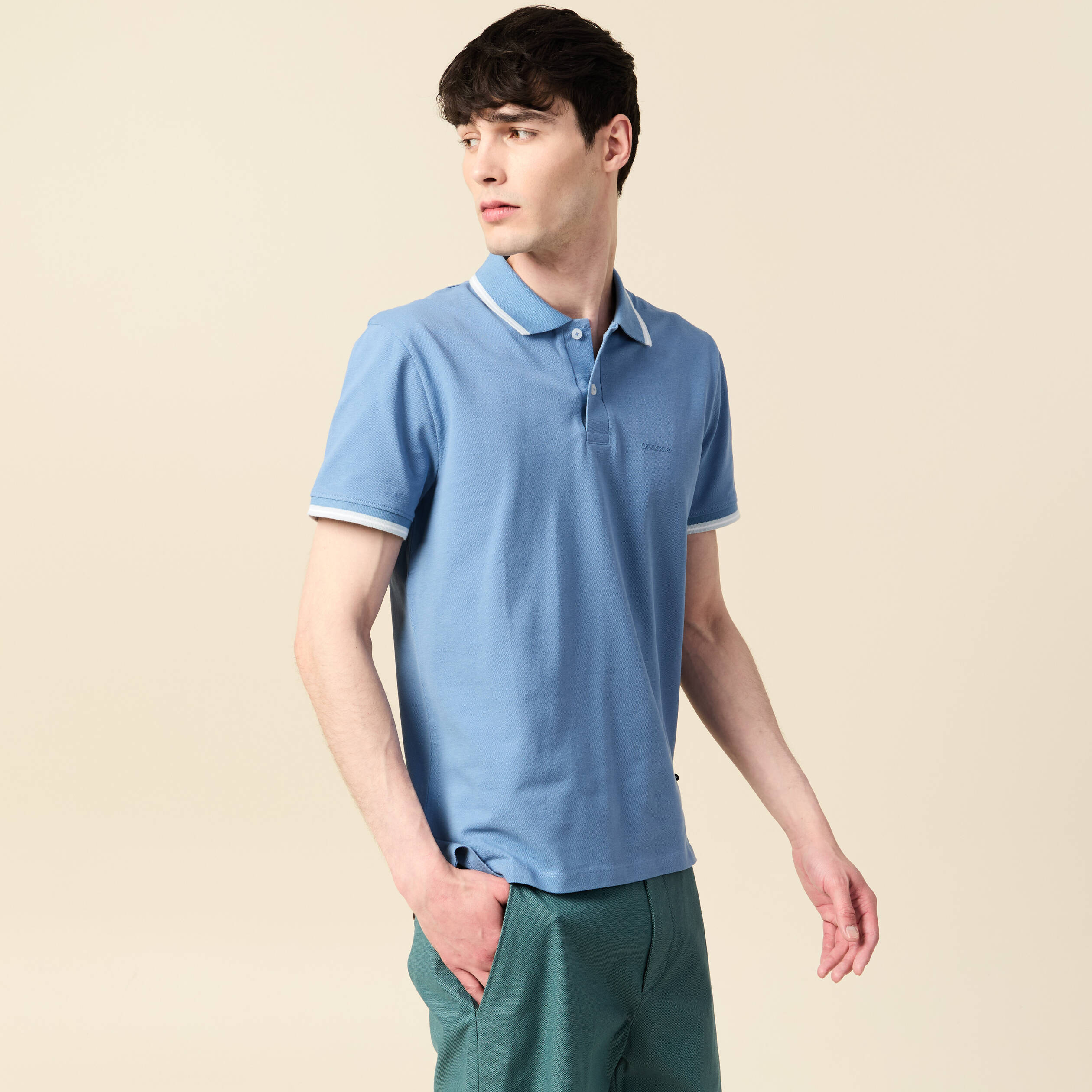 polo eco responsable bleu gris homme Polo éco-responsable bleu gris homme