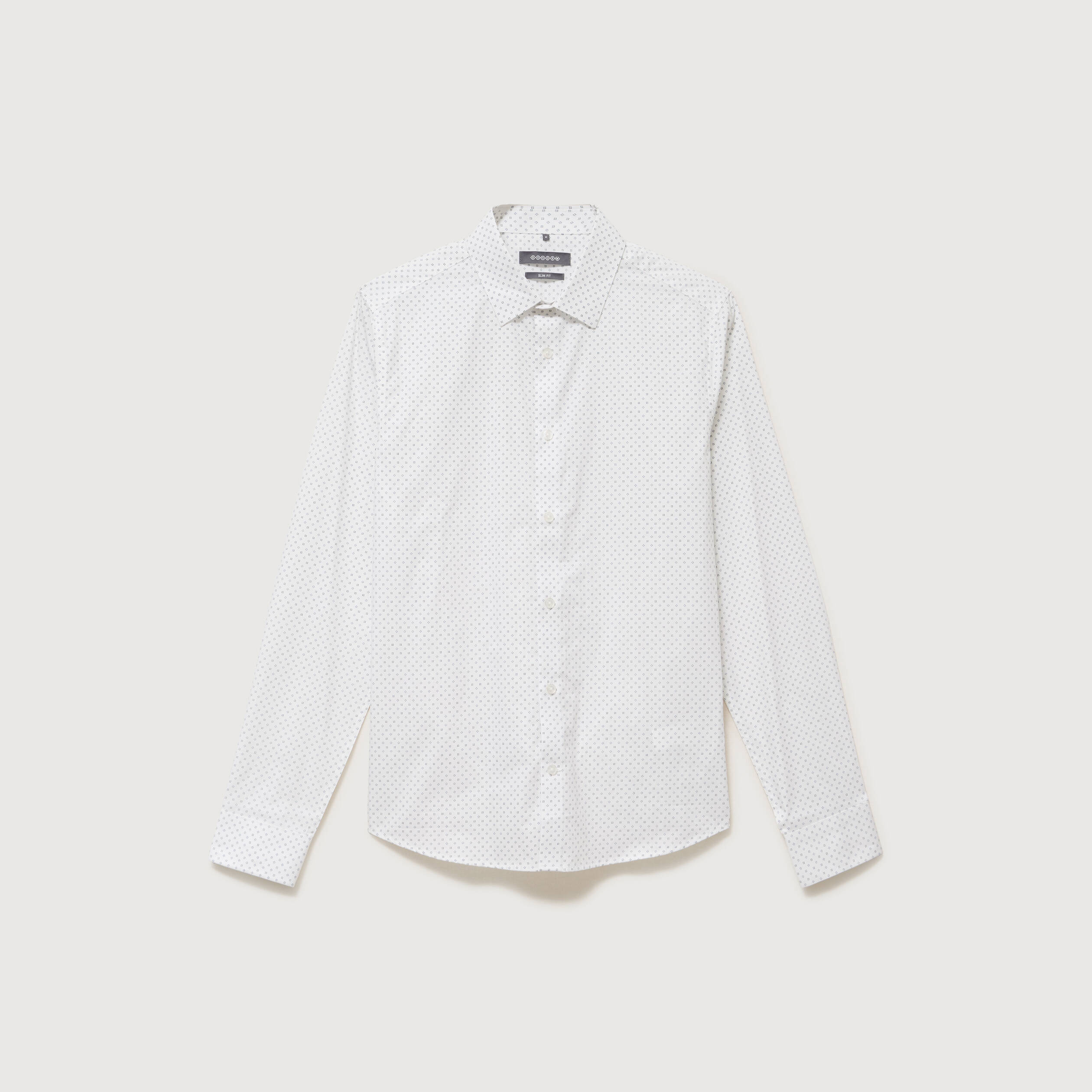 Chemise cintr&eacute;e en coton manches longues bleu homme