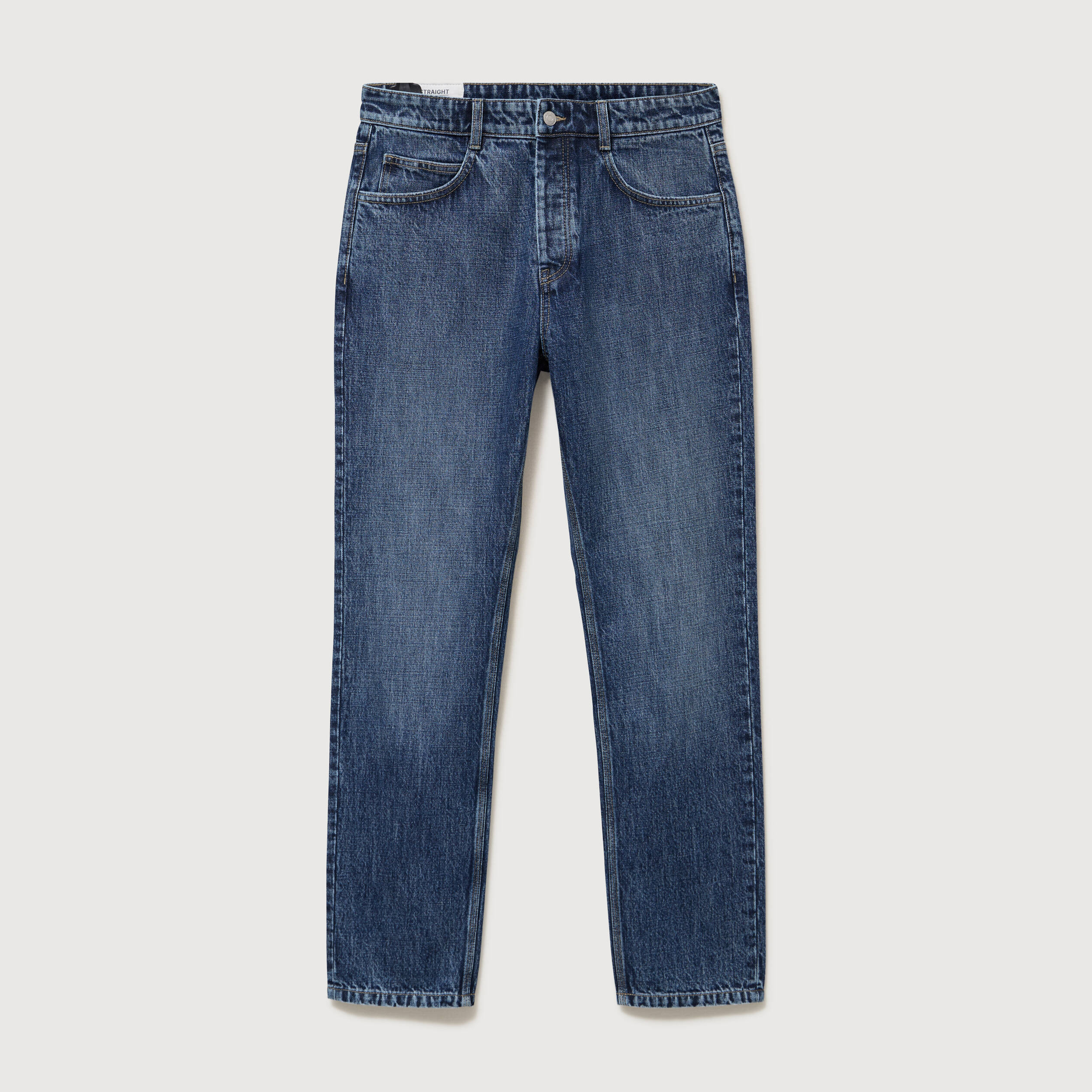 Jeans straight en coton longueur 32 denim stone homme