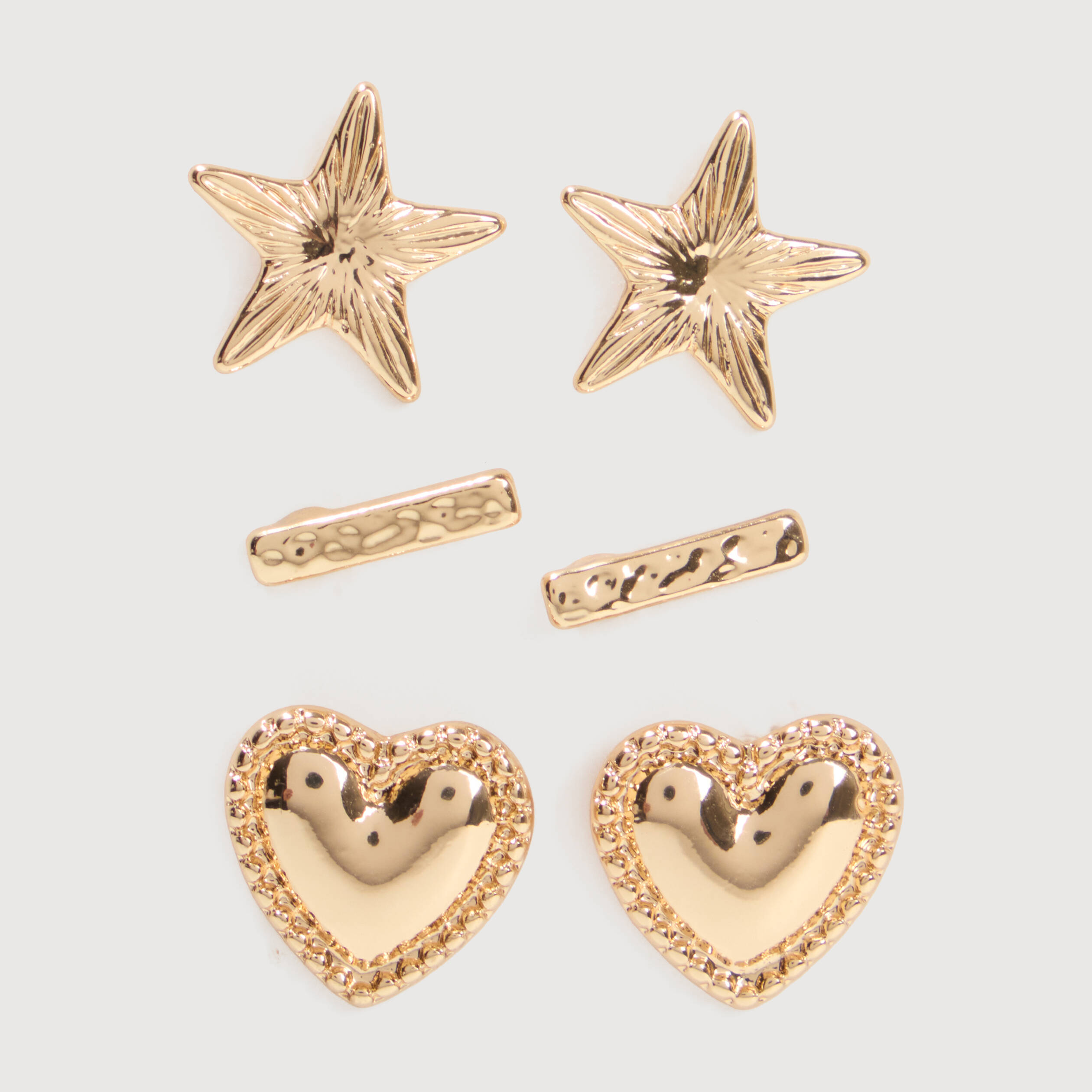 Lot de 3 boucles d'oreilles couleur or femme