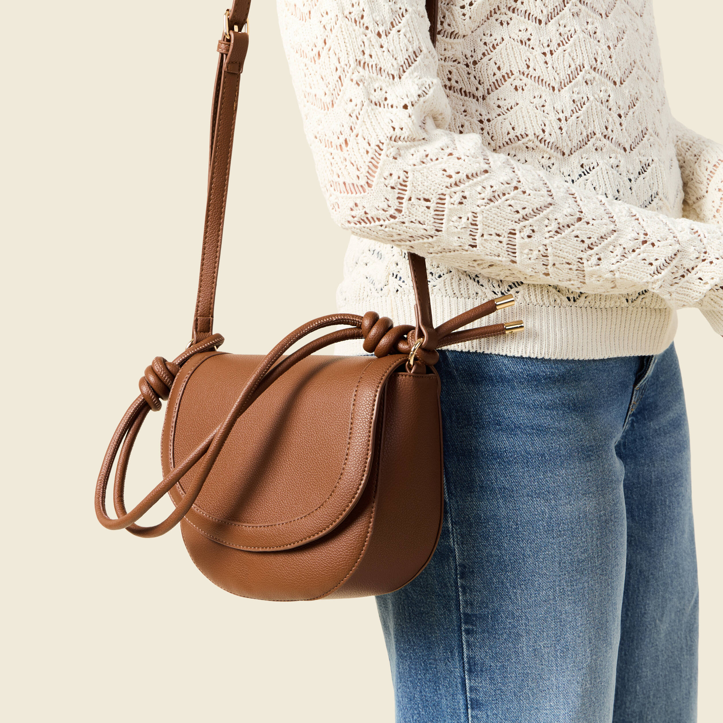 Sac bandoulière avec doublure marron femme Vibs