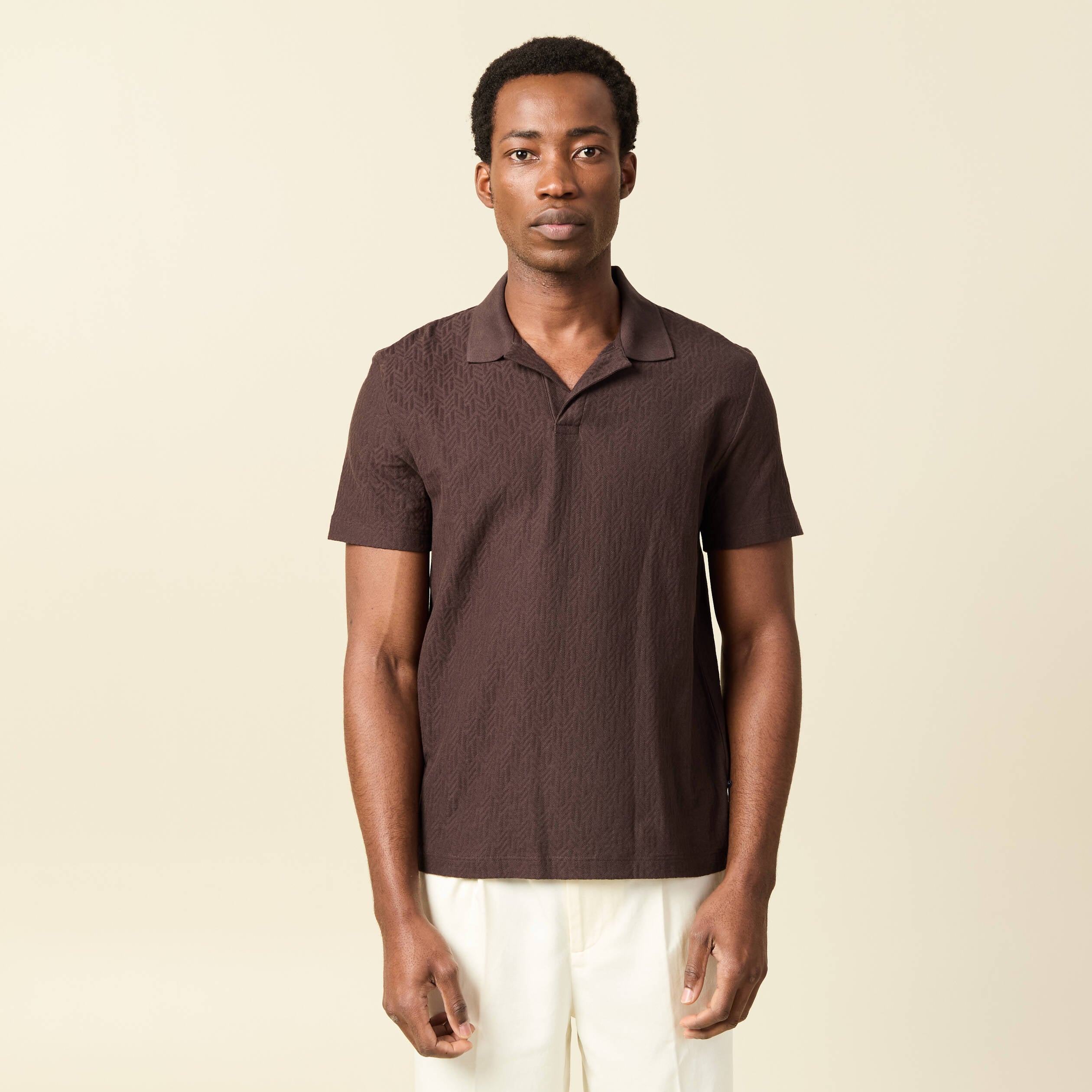 Polo manches courtes marron fonc&eacute; homme